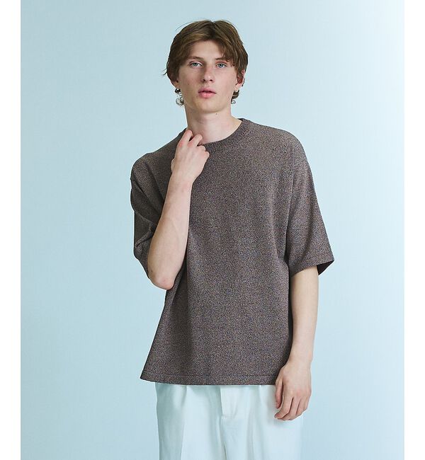 ABAHOUSE「【接触冷感】 サマーニットTシャツ / オーバーサイズ」|Tシャツ・カットソー|ブラウン系その他1