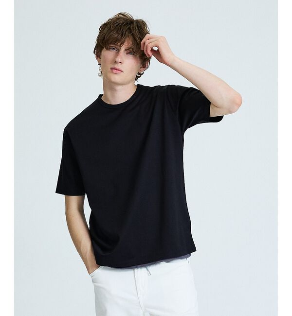 ABAHOUSE「【近藤紡績所】ARMONICOS クルーネックTシャツ / 半永久光沢」|Tシャツ・カットソー|ブラック