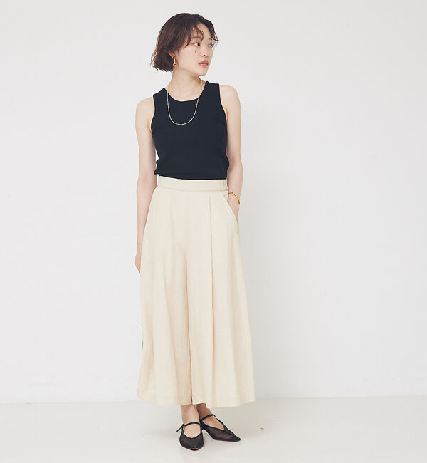 qualite「【接触冷感】ナチュラルシャンブレーフレアーパンツ」|その他|