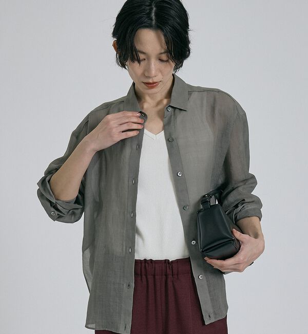 qualite「【CLASSY掲載・カシュクール着用可】リネン混レギュラーシャツ」|シャツ・ブラウス|
