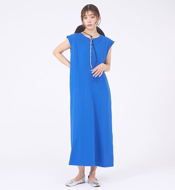 abahouse mavie「【接触冷感＆速乾】ヘンリーネック2WAYワンピース」|ワンピース|ブルー