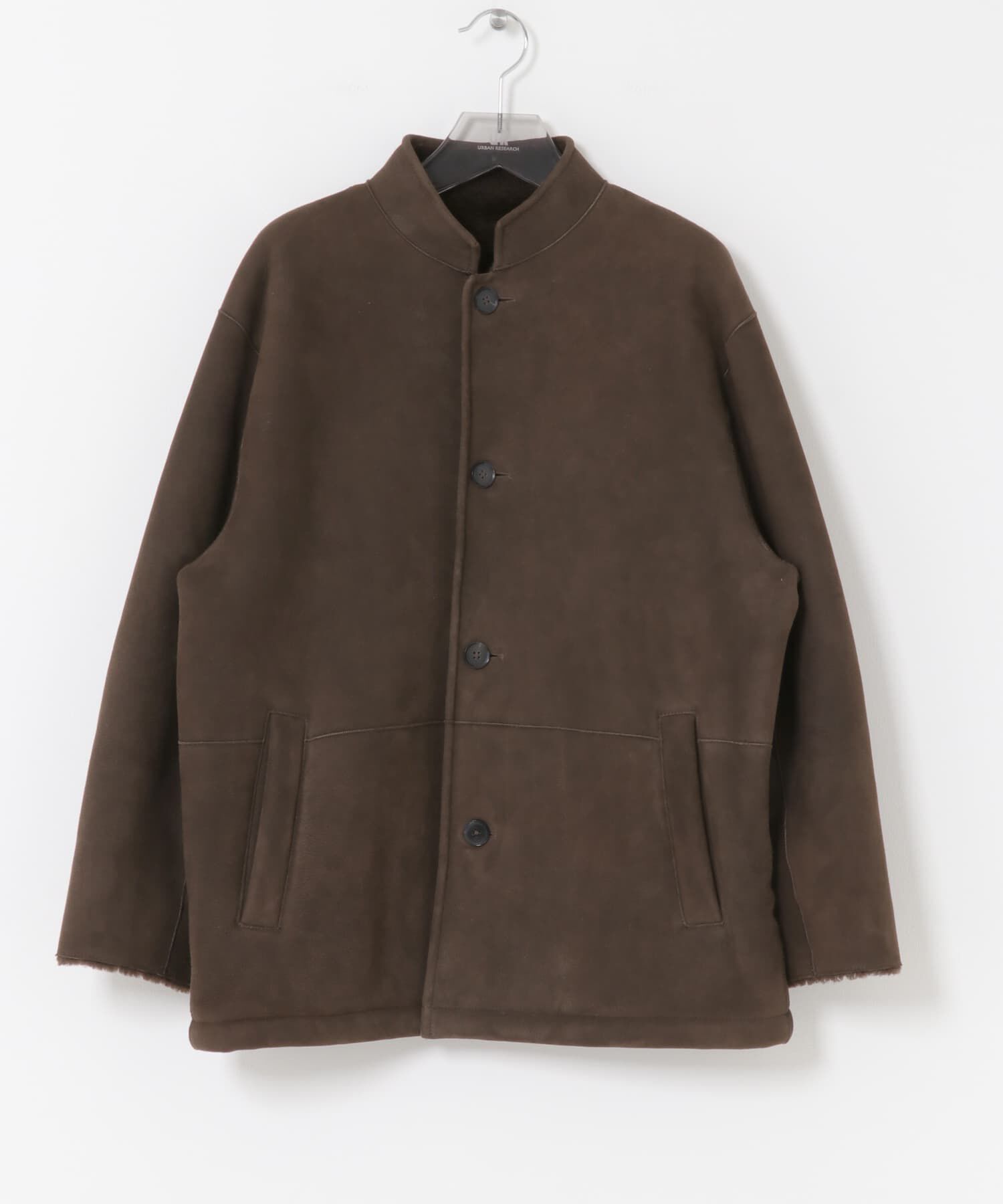 URBAN RESEARCH「new basic　SHEEP MOUTON JACKET」|ノーカラーコート|