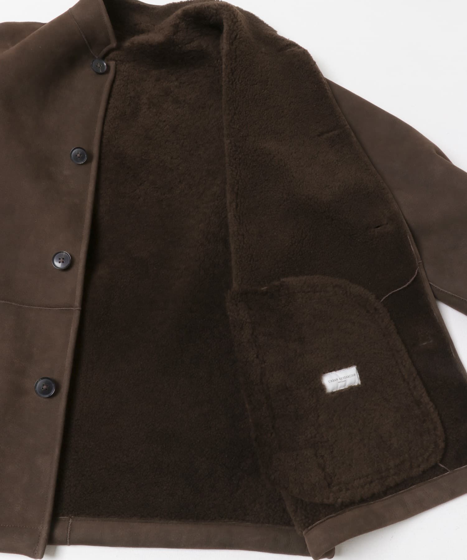 URBAN RESEARCH「new basic　SHEEP MOUTON JACKET」|ノーカラーコート|