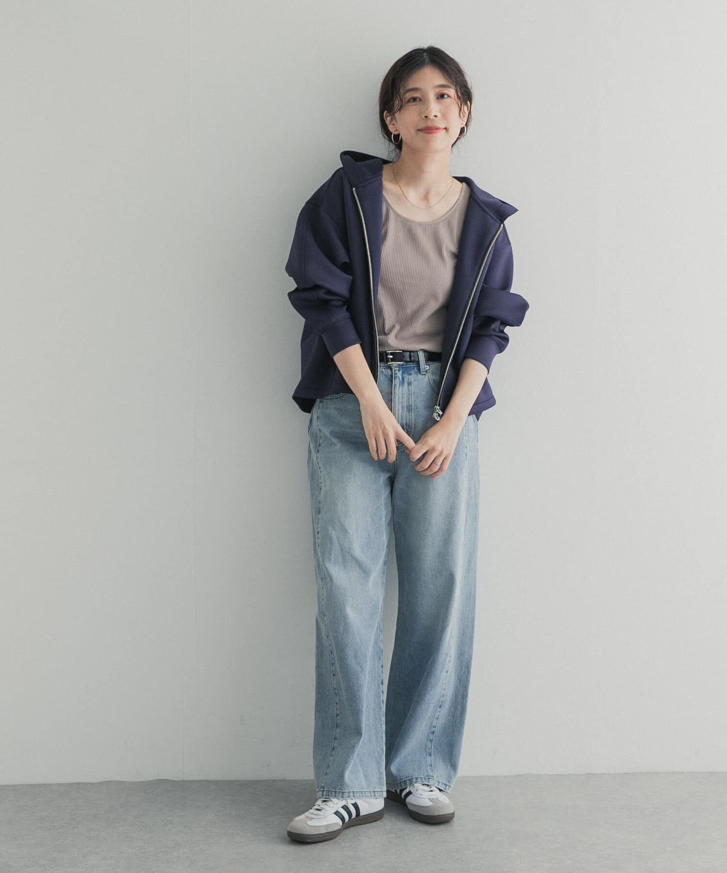 URBAN RESEARCH DOORS「『WEB限定』ダンボールニットバックフレアフーディー」|ノーカラーコート|