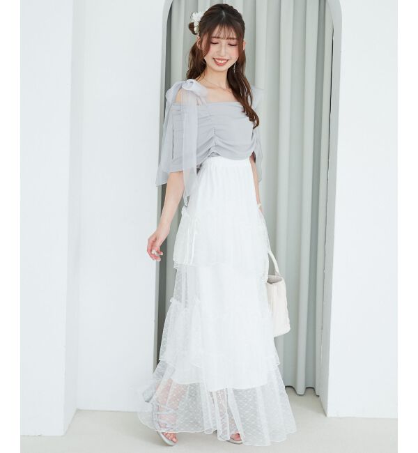  「肩リボンオフショルカットトップス」|Tシャツ・カットソー|