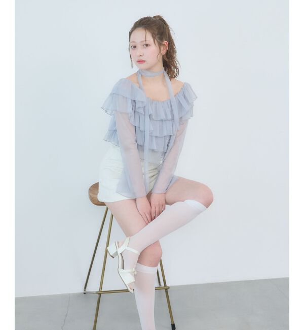  「チョーカーセットチュールフリルトップス」|Tシャツ・カットソー|