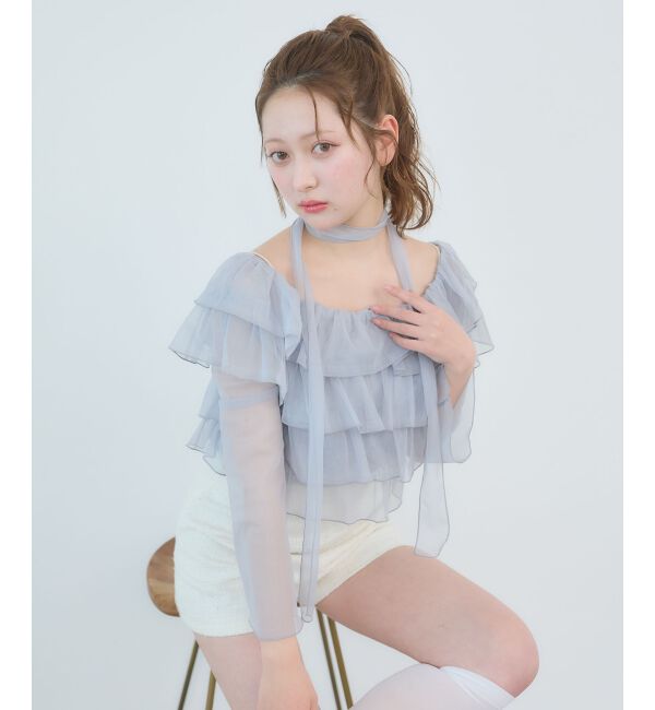  「チョーカーセットチュールフリルトップス」|Tシャツ・カットソー|