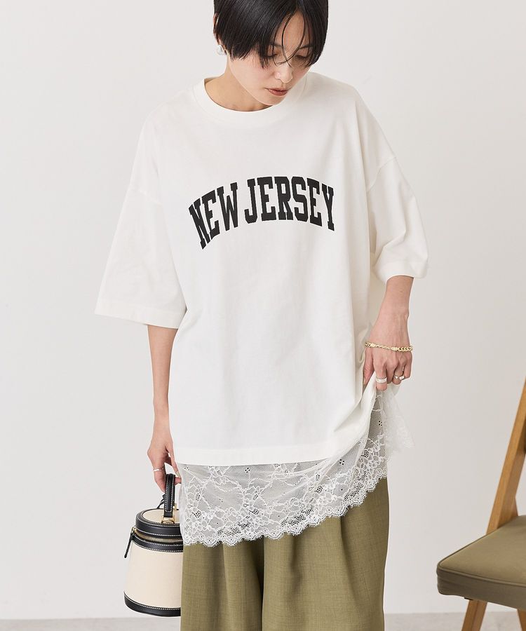 AMERICAN HOLIC「カレッジロゴレースドッキングTシャツ」|Tシャツ・カットソー|Off White