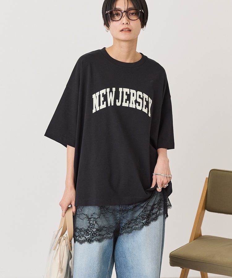 AMERICAN HOLIC「カレッジロゴレースドッキングTシャツ」|Tシャツ・カットソー|Black