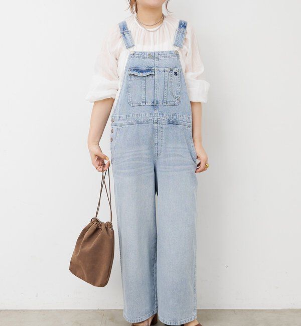  「綿麻デニムサロペット」|その他|サックスブルー