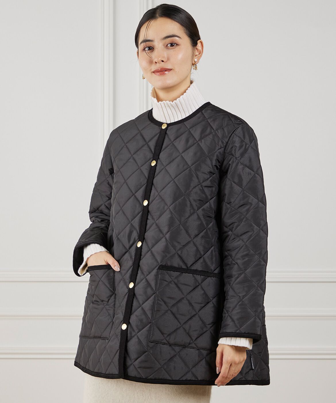 INED「《Traditional Weatherwear》キルティングコート　ARKLEY A-LINE MIDDLE」|その他|ブラック