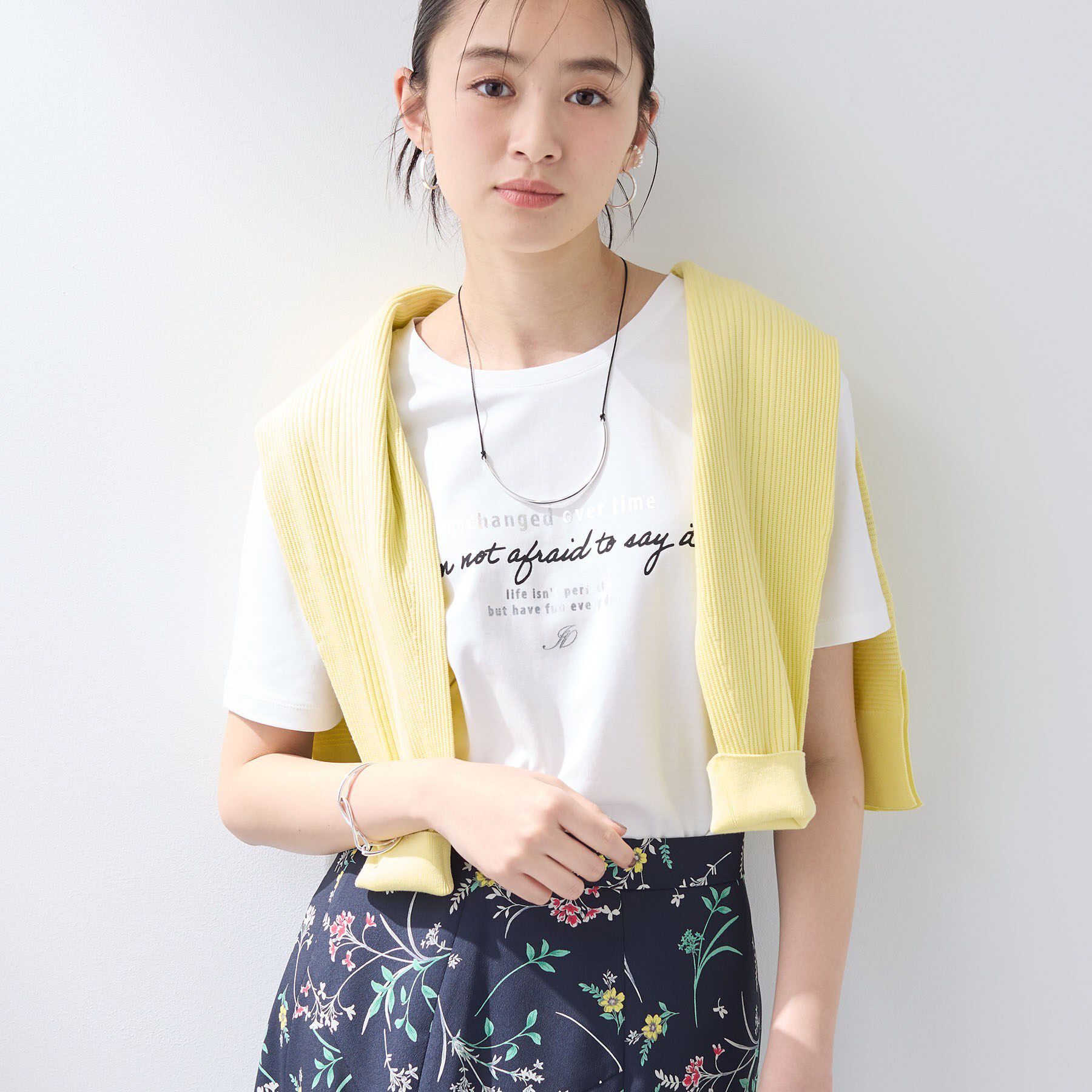 INDIVI「【UVケア／選べるグラフィック】スムースジャージTシャツ」|Tシャツ・カットソー|