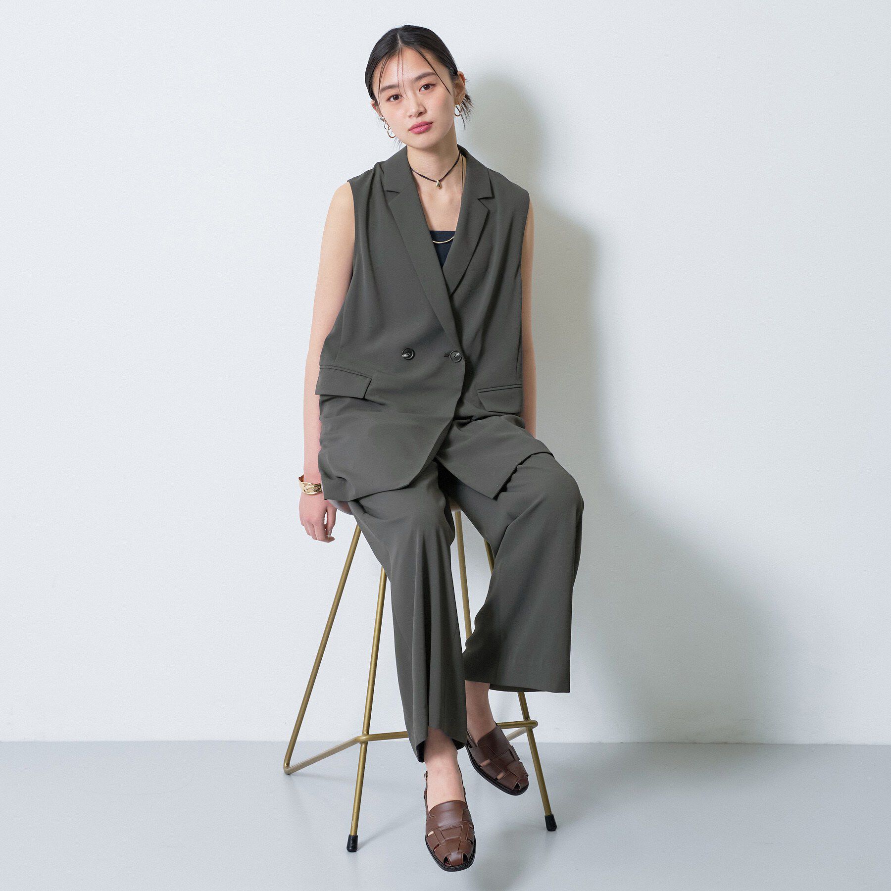 INDIVI「【接触冷感／透湿／着る日傘】颯爽ジレジャケット」|ベスト・ジレ|