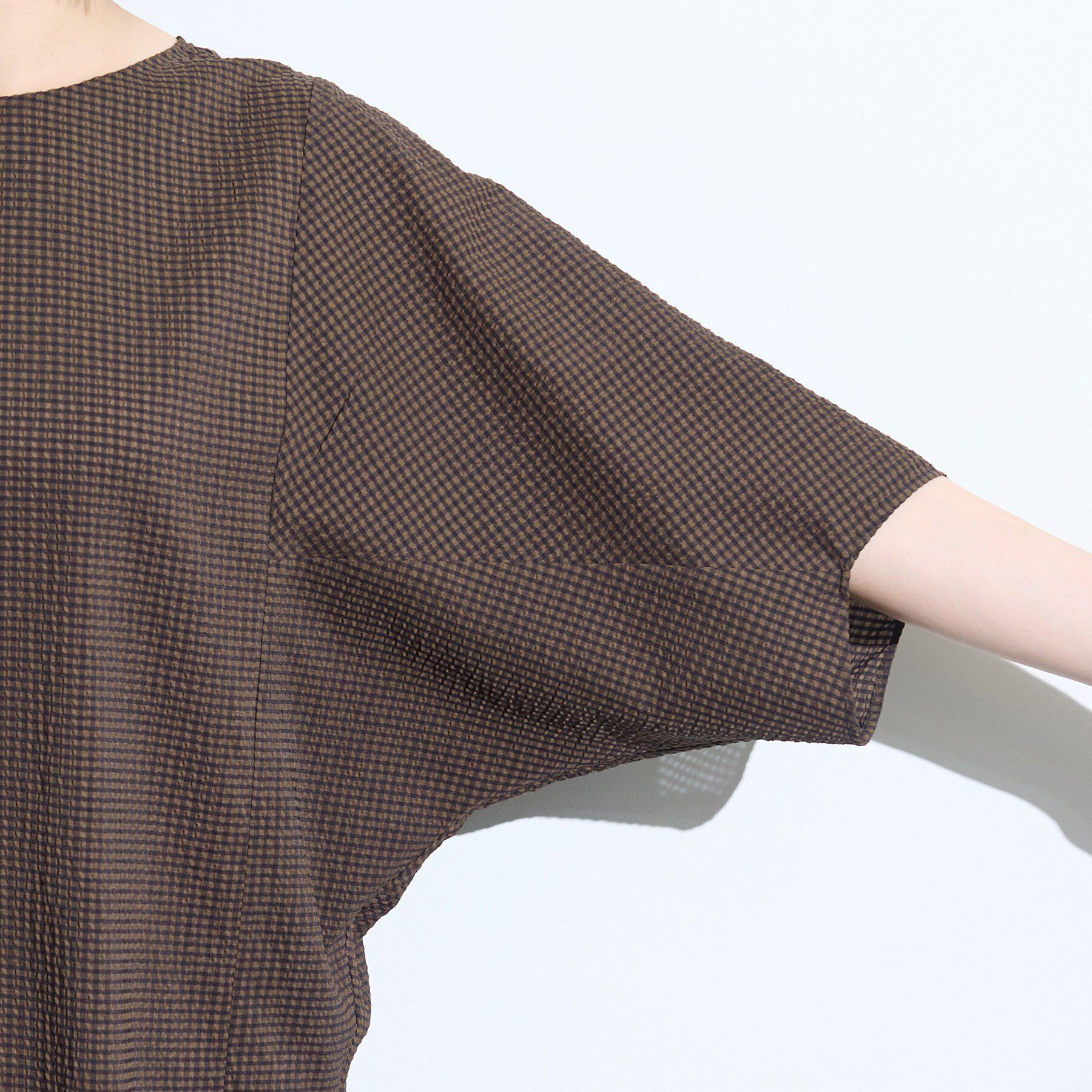 INDIVI「【体型カバー】サッカーチェックドルマントップス」|Tシャツ・カットソー|