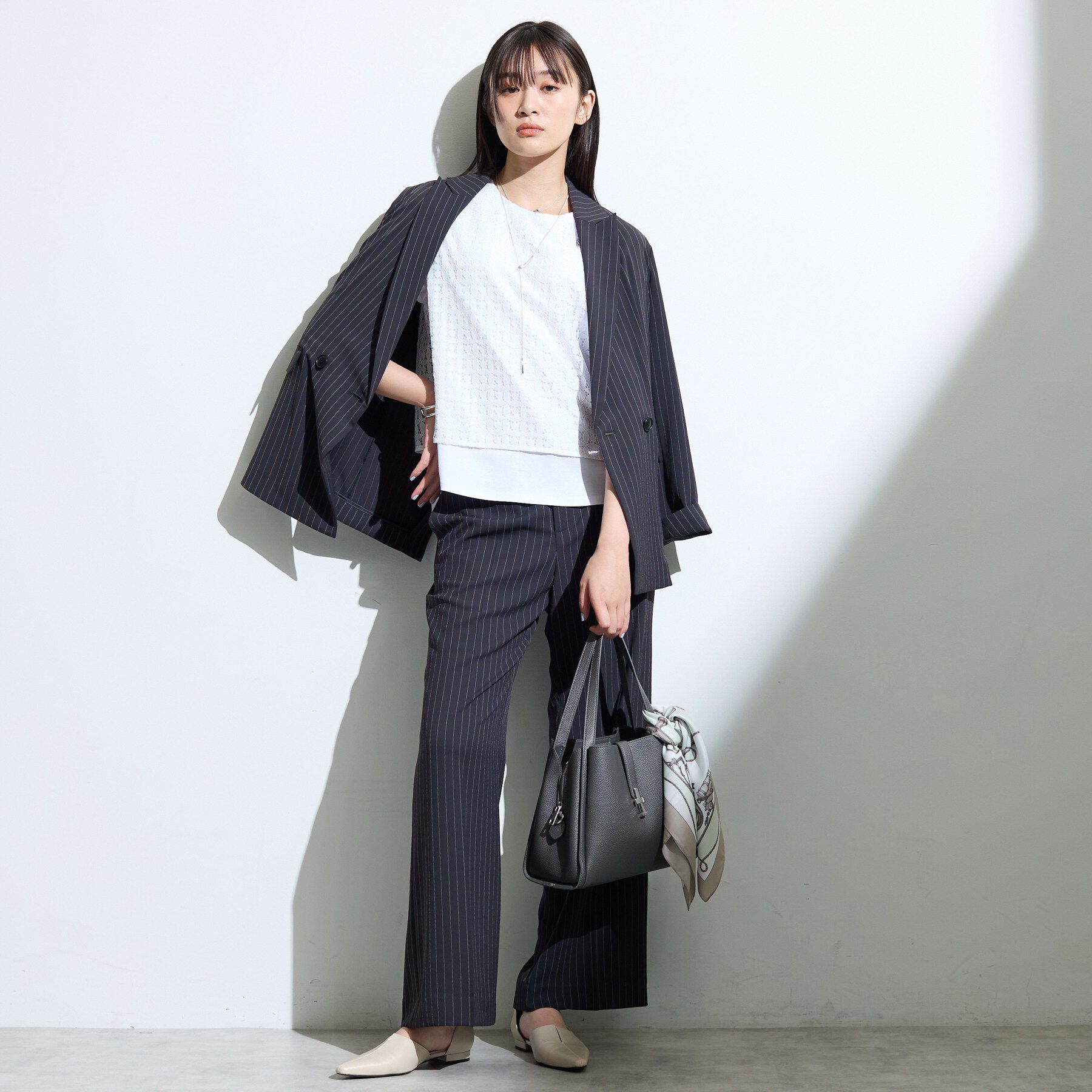 INDIVI「【洗える】レイヤード風レースコンビTシャツ」|Tシャツ・カットソー|