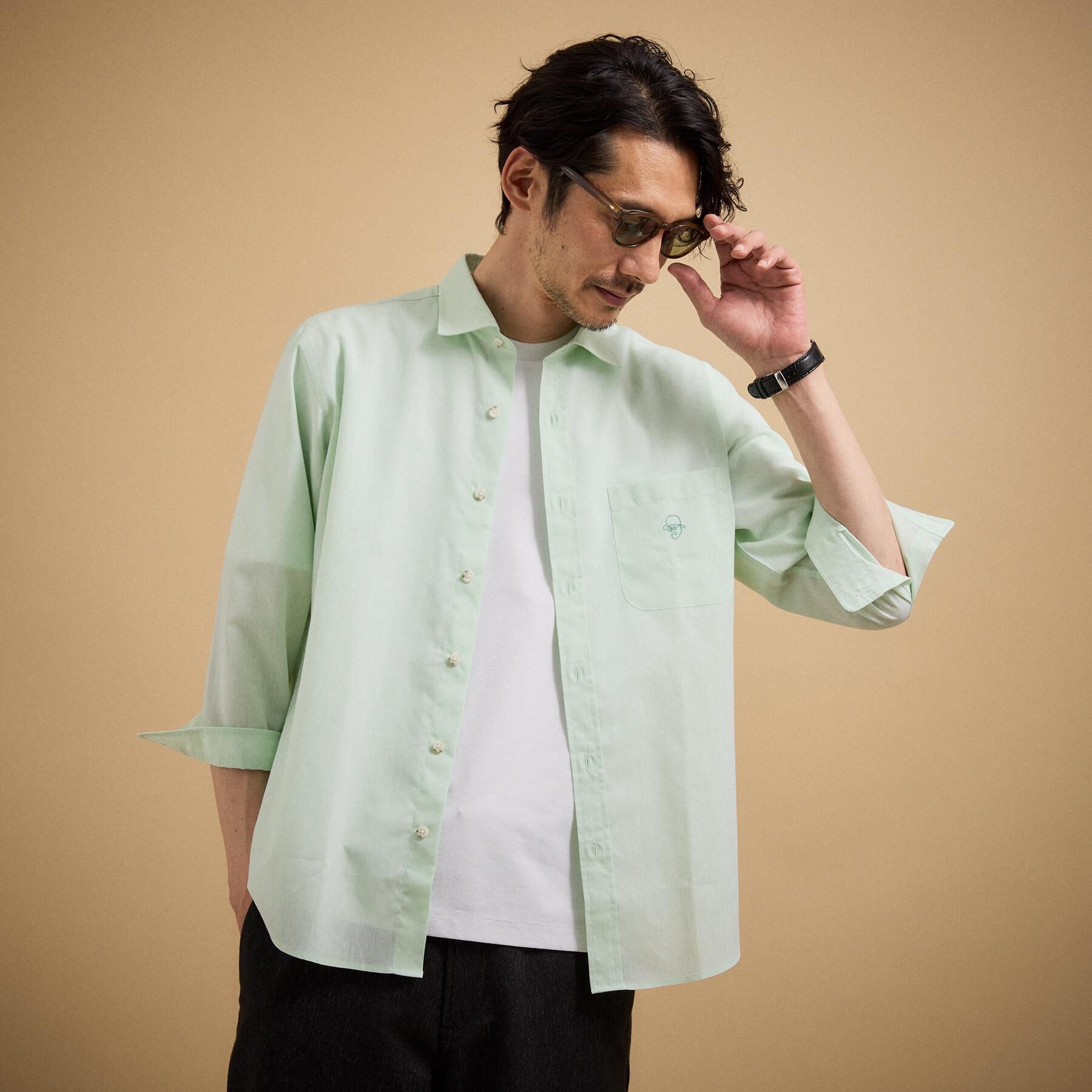 TAKEO KIKUCHI「【接触冷感】ハイブリッド リネン 七分袖シャツ」|シャツ・ブラウス|