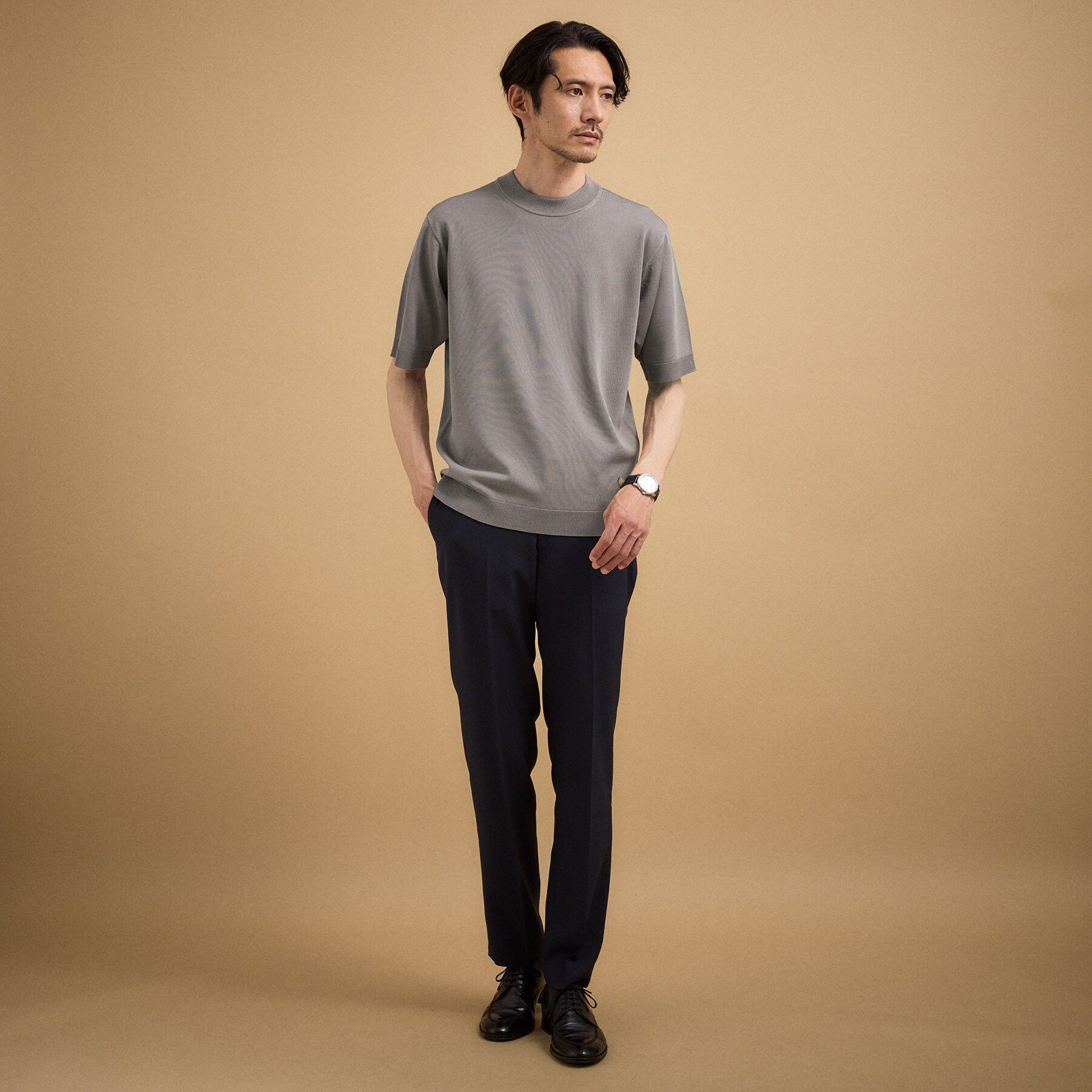TAKEO KIKUCHI「【接触冷感/洗える】ヴィスコースナイロンモックネックニット」|ニット・セーター|
