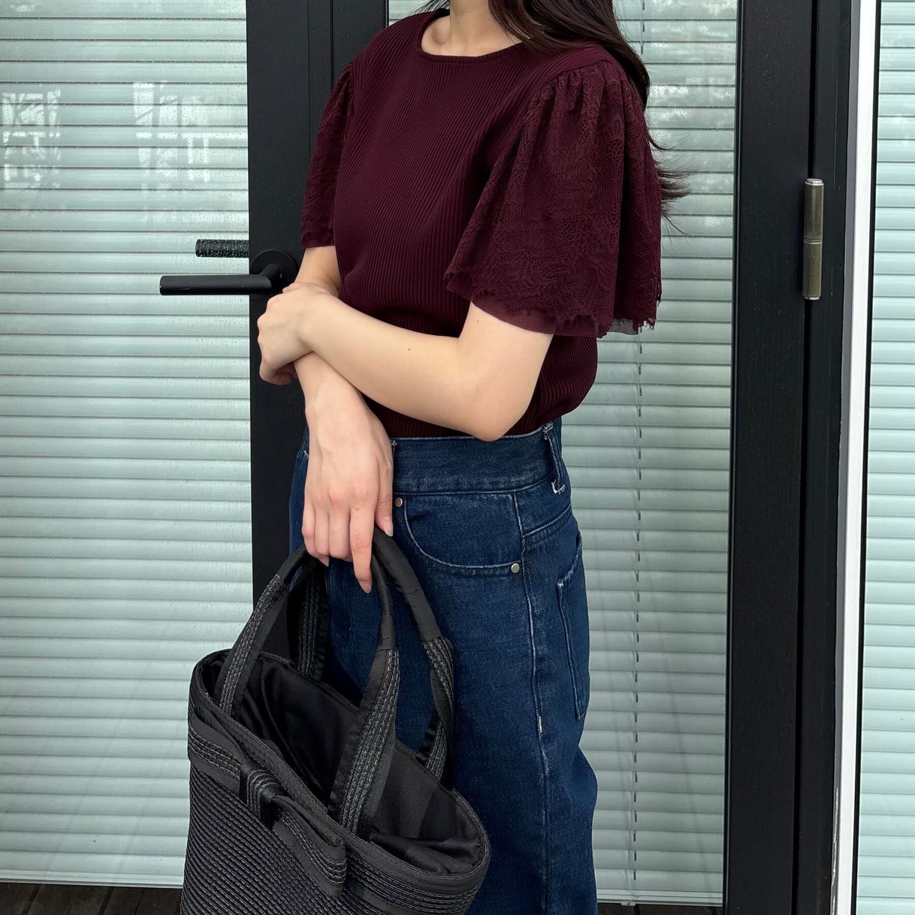 Couture broach「【洗える】袖レース テレコトップス」|Tシャツ・カットソー|