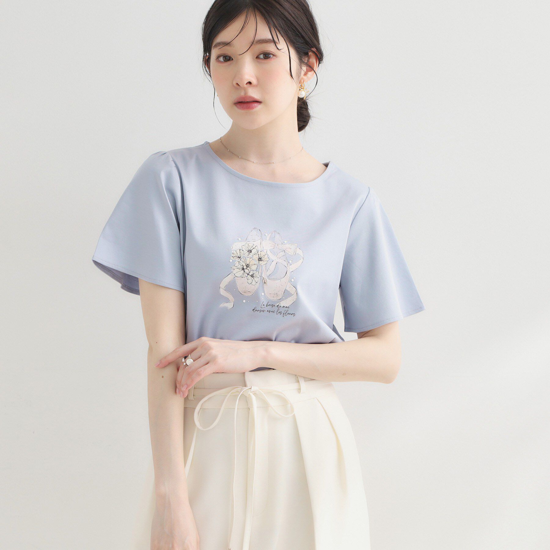 Couture broach「【接触冷感・UVカット・洗える】トゥシューズプリントTシャツ」|Tシャツ・カットソー|