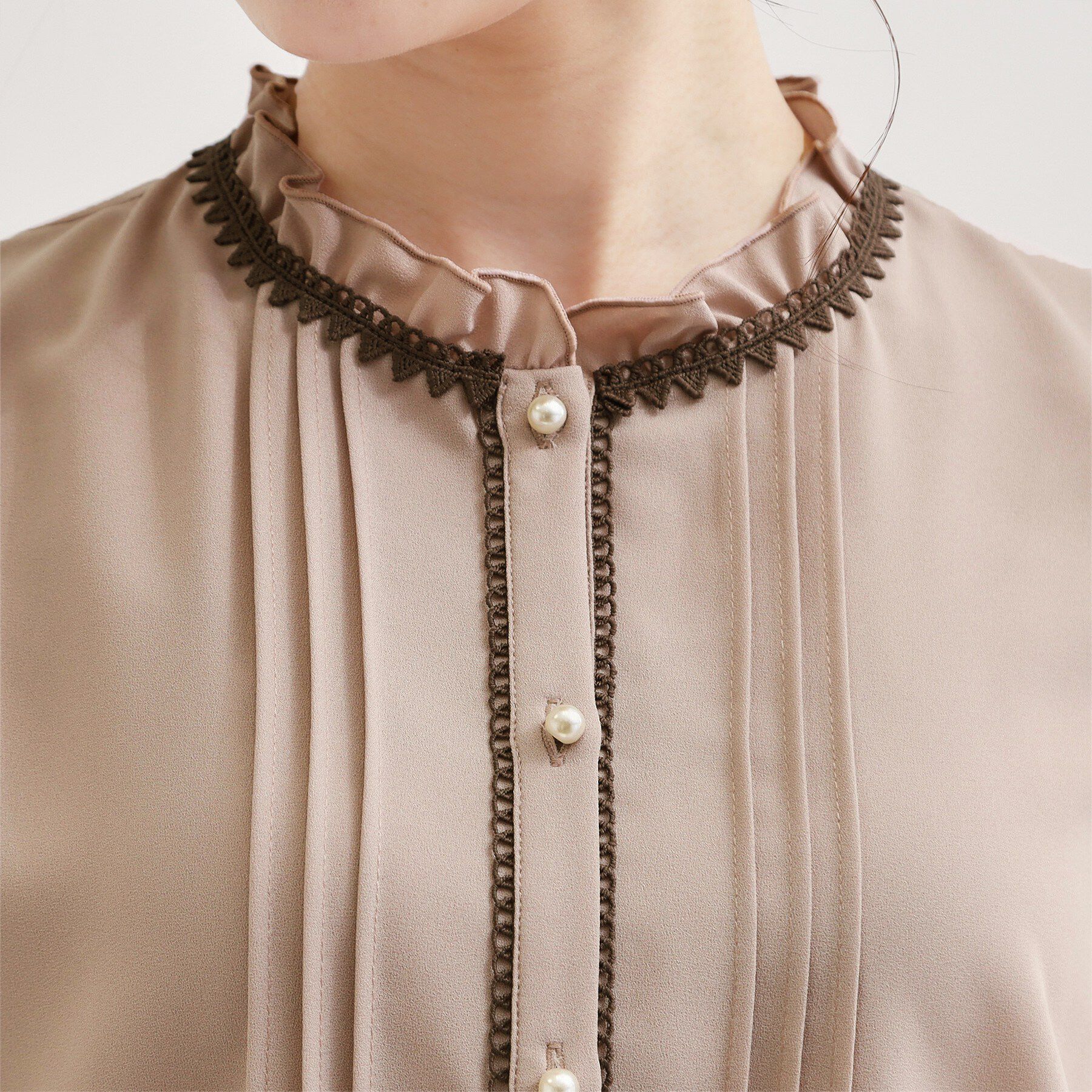 Couture broach「【洗える】ピコレース ピンタックブラウス」|シャツ・ブラウス|