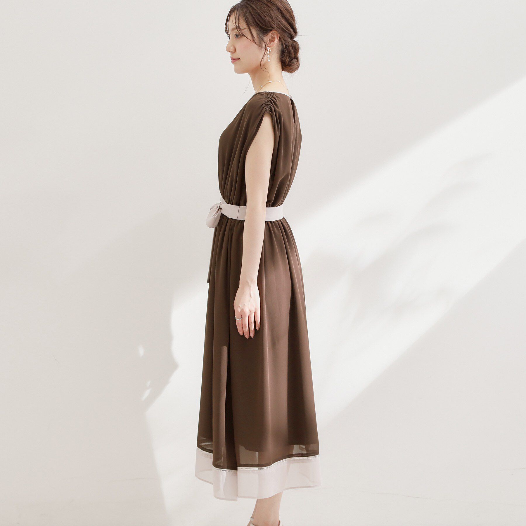 Couture broach「【洗える】バイカラー ギャザーワンピース」|ワンピース|