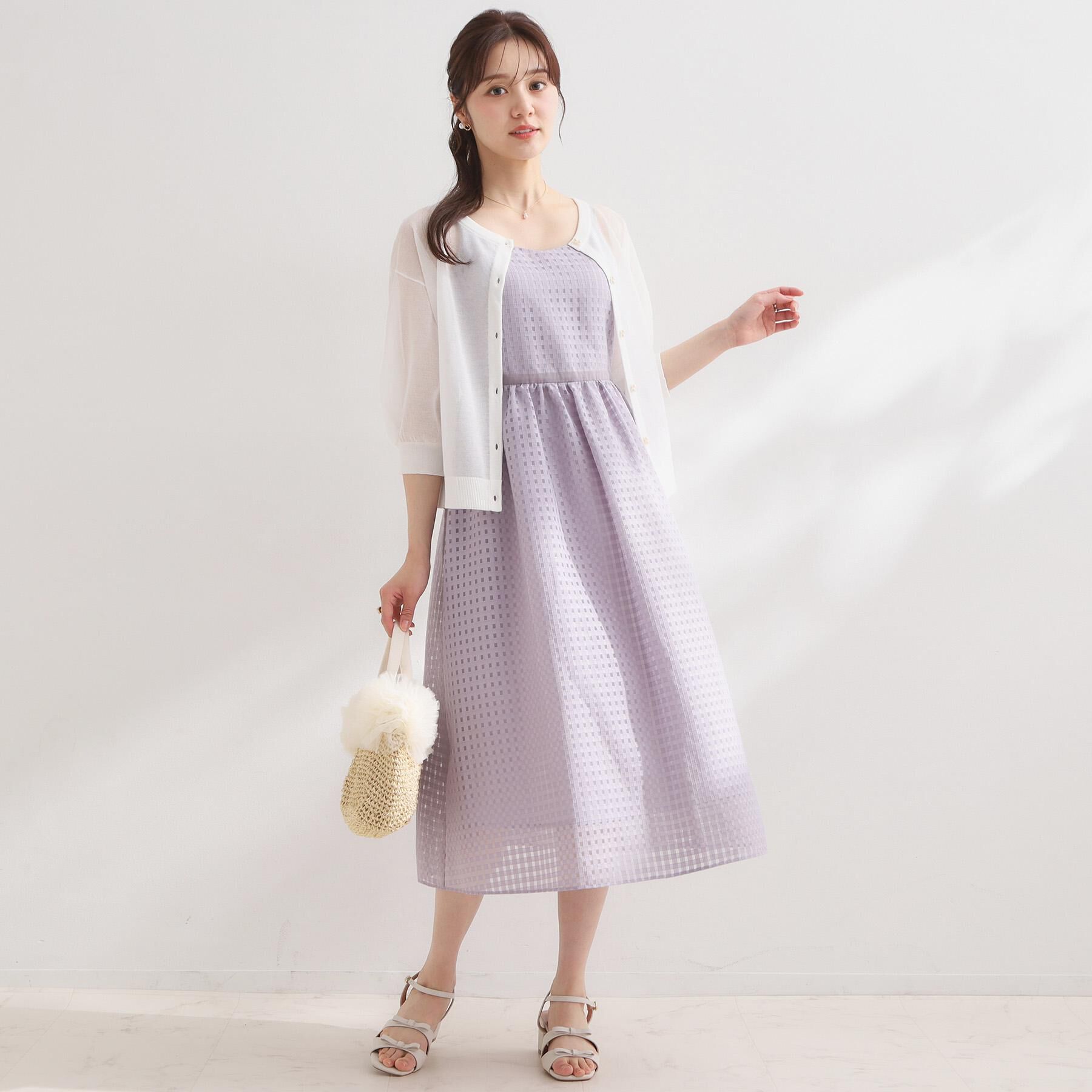 Couture broach「【前後2WAY・洗える】愛され5分袖シアーカーディガン」|カーディガン|