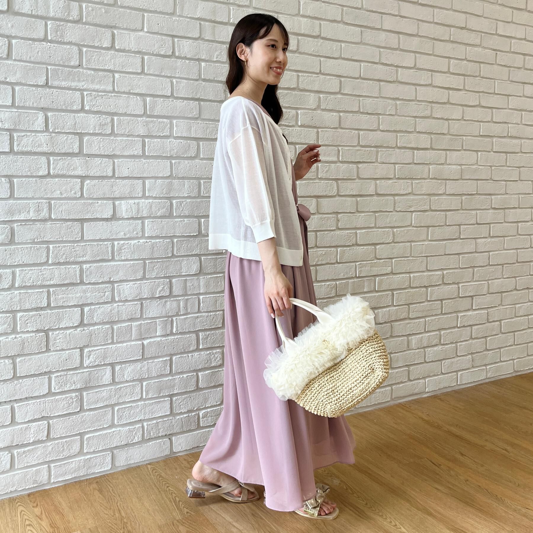 Couture broach「【前後2WAY・洗える】愛され5分袖シアーカーディガン」|カーディガン|