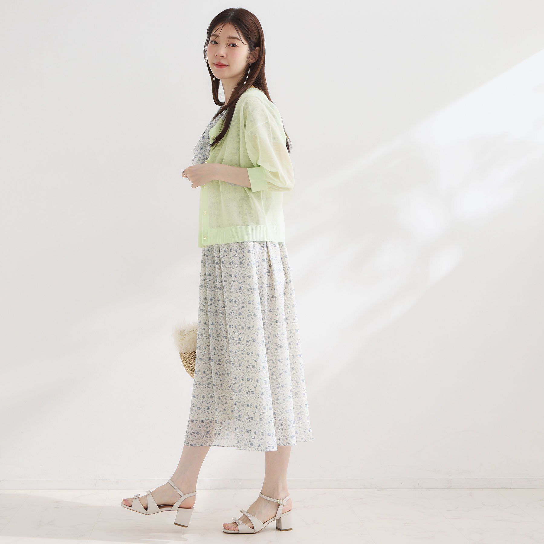 Couture broach「【前後2WAY・洗える】愛され5分袖シアーカーディガン」|カーディガン|