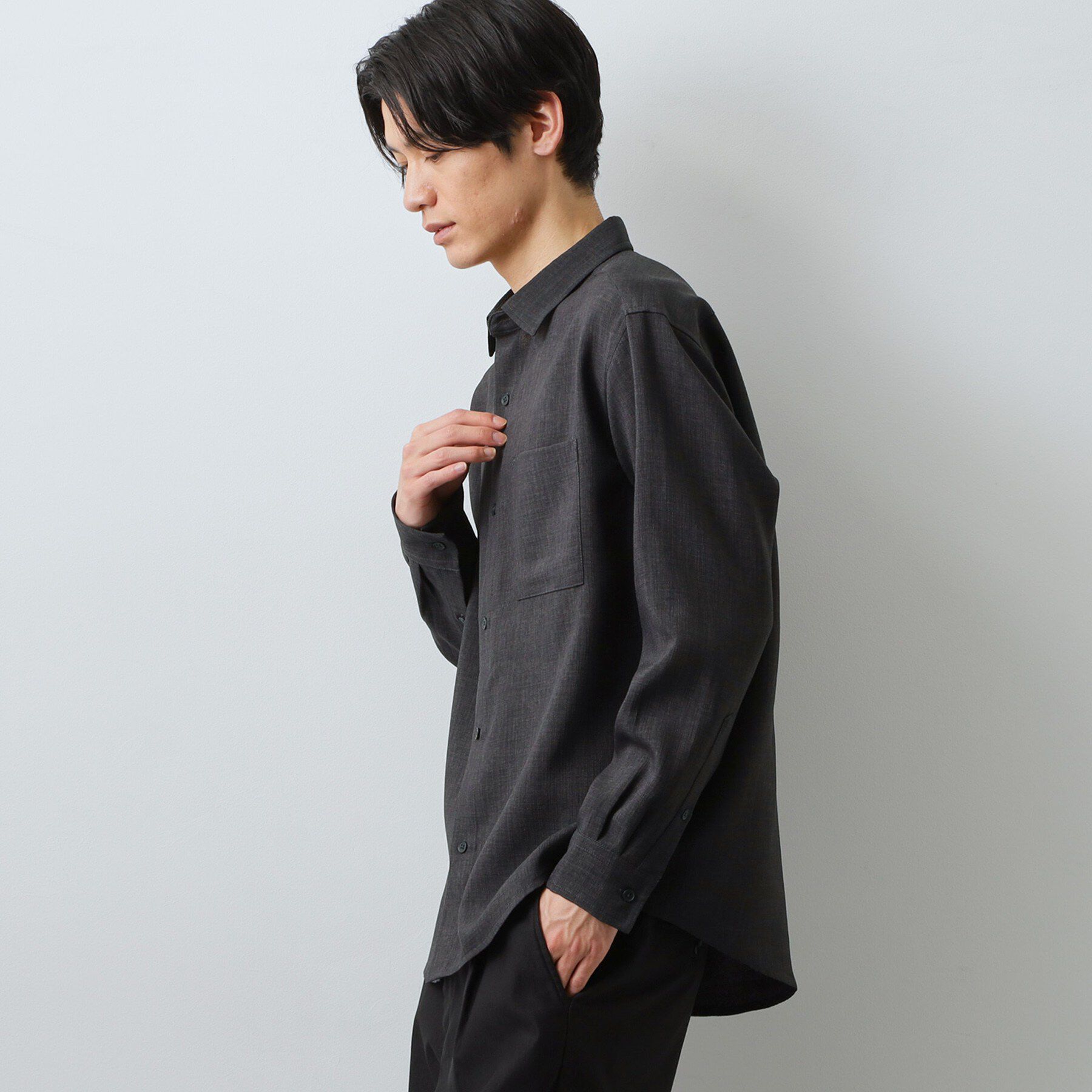 THE SHOP TK「【LINO FINE】リネンライク 長袖シャツ UVカット/イージーケア/吸水速乾/洗濯機OK」|シャツ・ブラウス|