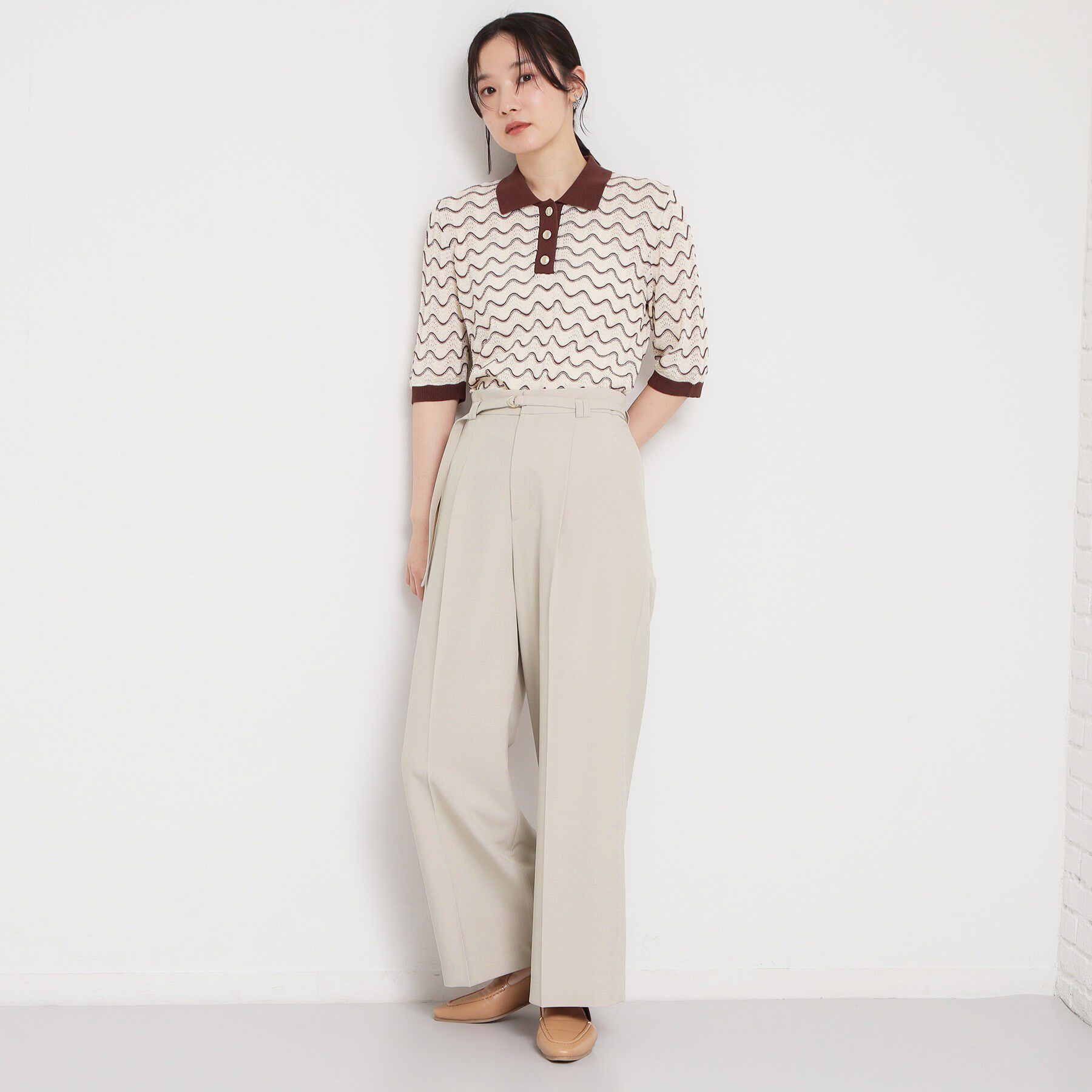 THE SHOP TK「【セットアップ可】麻調共ベルト付 ワイドパンツ」|その他|