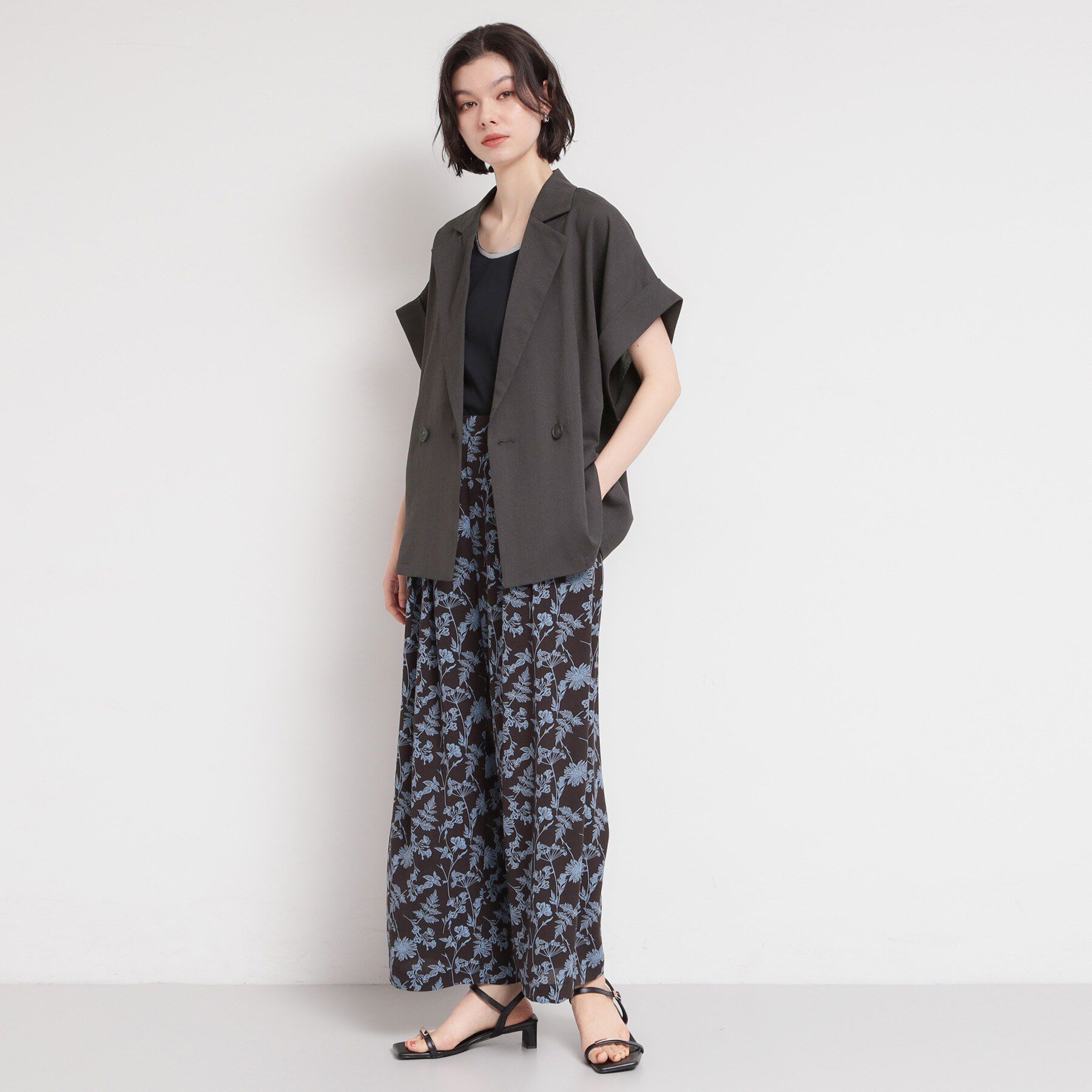 THE SHOP TK「【夏の通勤スタイルに】涼やかな着心地 麻調ダブルブレストジャケット」|テーラードジャケット|