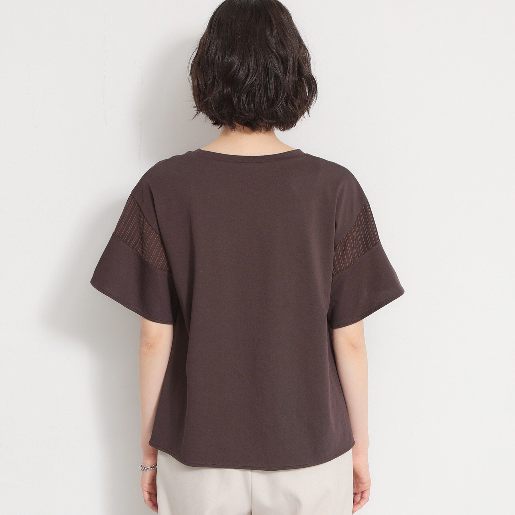 THE SHOP TK「【ひんやりさらさら】軽やかに揺れる シアーフレアスリーブTシャツ」|Tシャツ・カットソー|