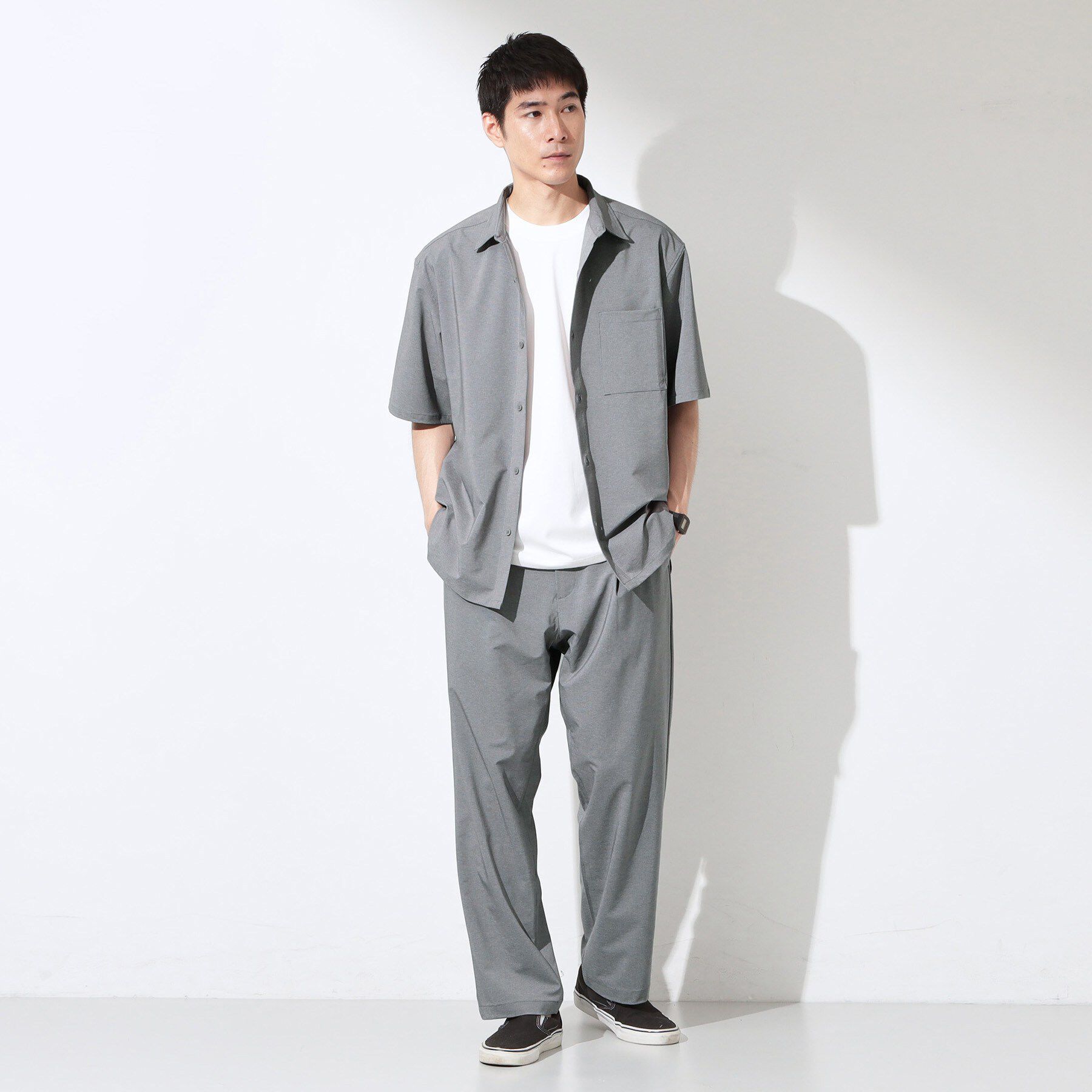 THE SHOP TK「クールウェザー 半袖シャツ 接触冷感／洗濯機OK／セットアップ可」|シャツ・ブラウス|