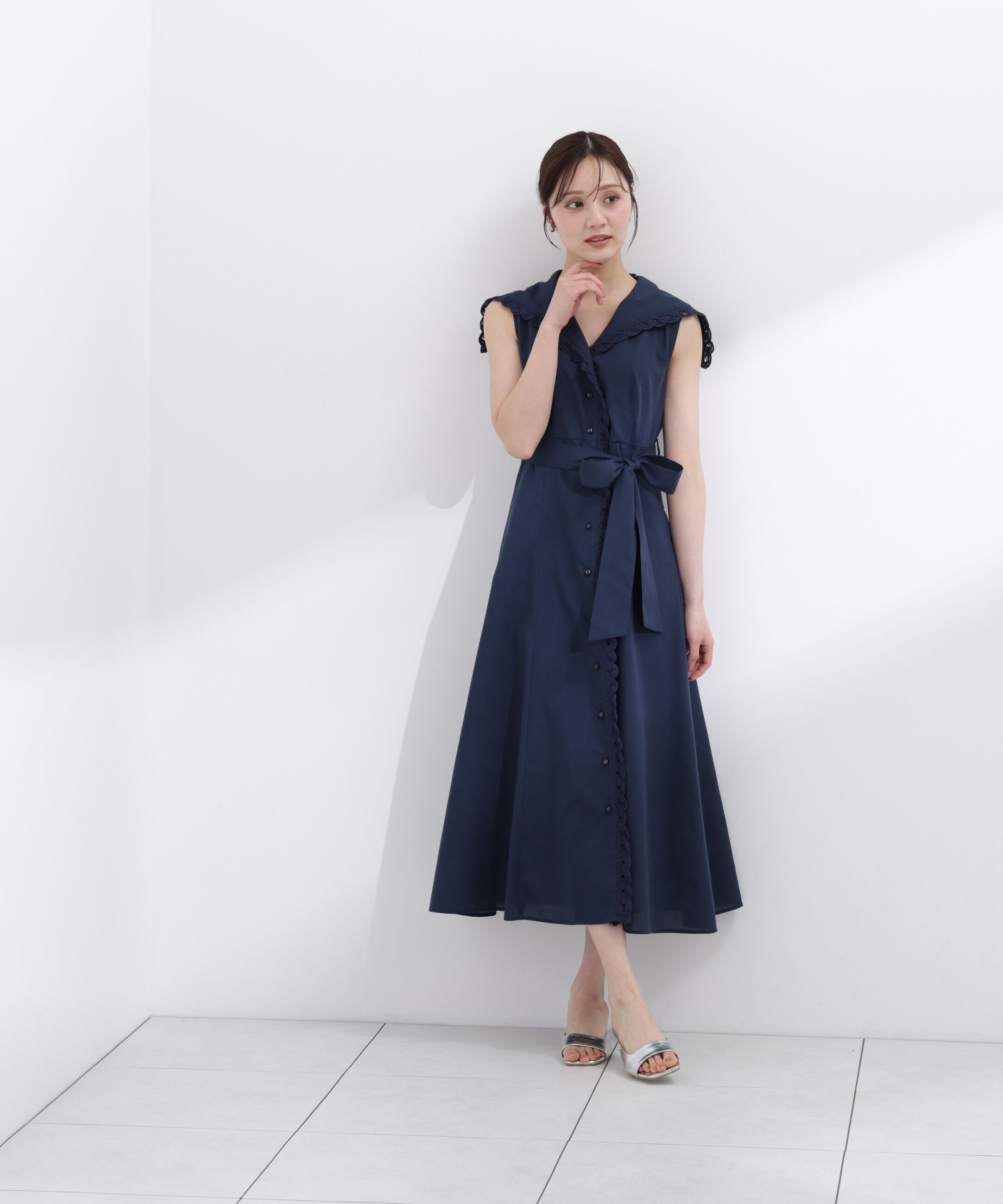 PROPORTION BODY DRESSING「＜中川紅葉さん着用＞セーラーカラーレーストリムワンピース」|ワンピース|
