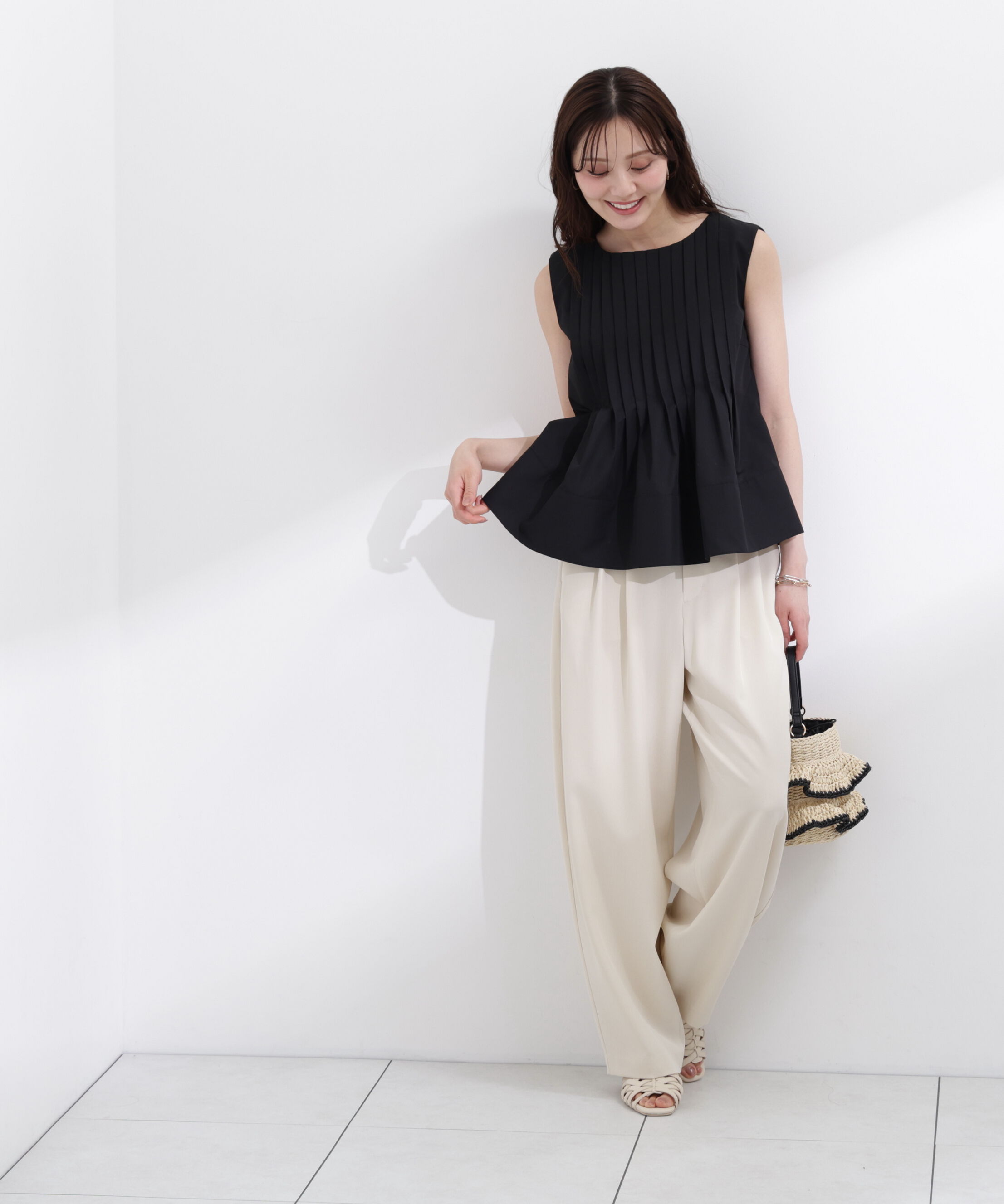 PROPORTION BODY DRESSING「〈a/mie〉ピンタックフレアーブラウス26SS」|シャツ・ブラウス|
