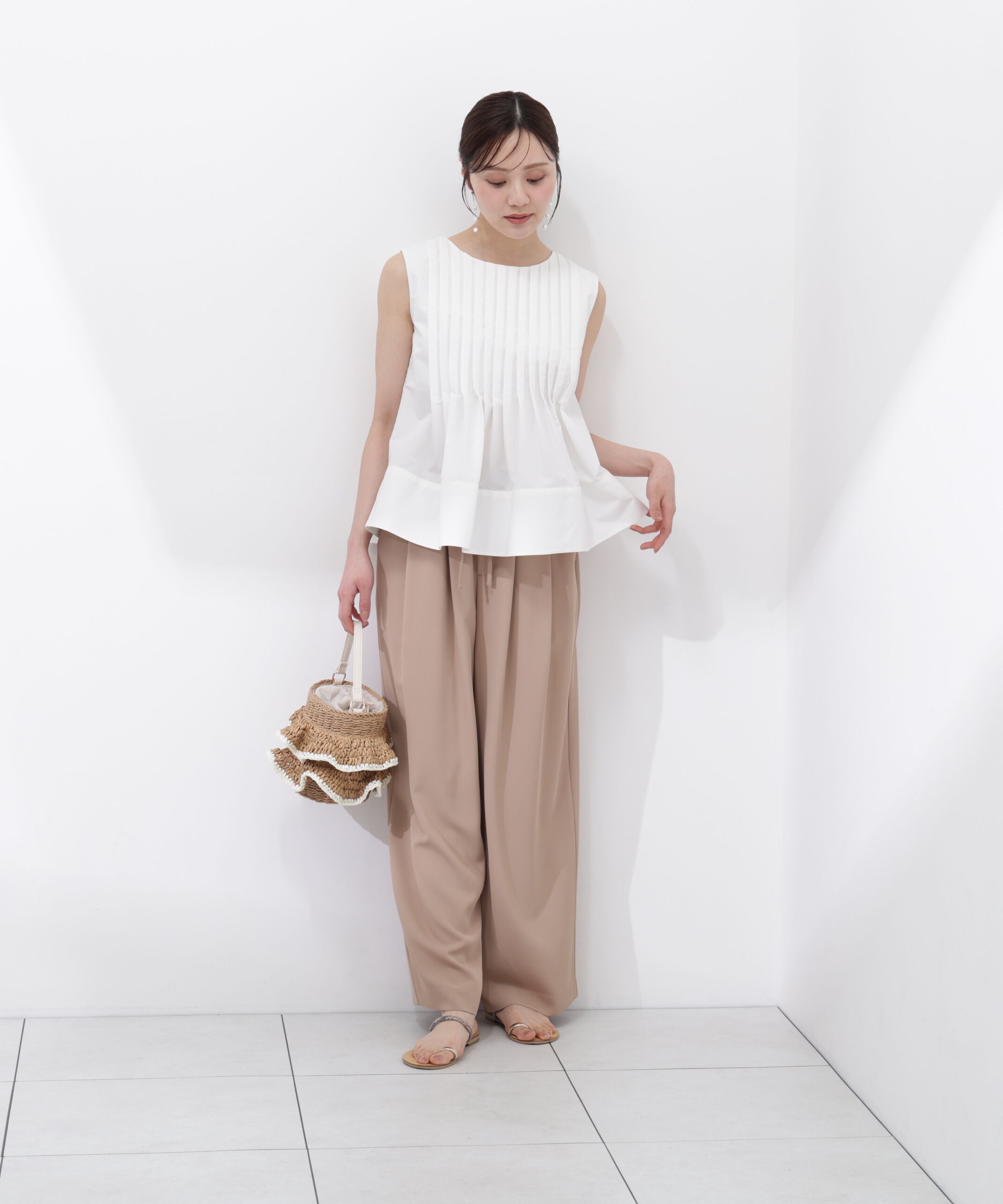 PROPORTION BODY DRESSING「〈a/mie〉ピンタックフレアーブラウス26SS」|シャツ・ブラウス|
