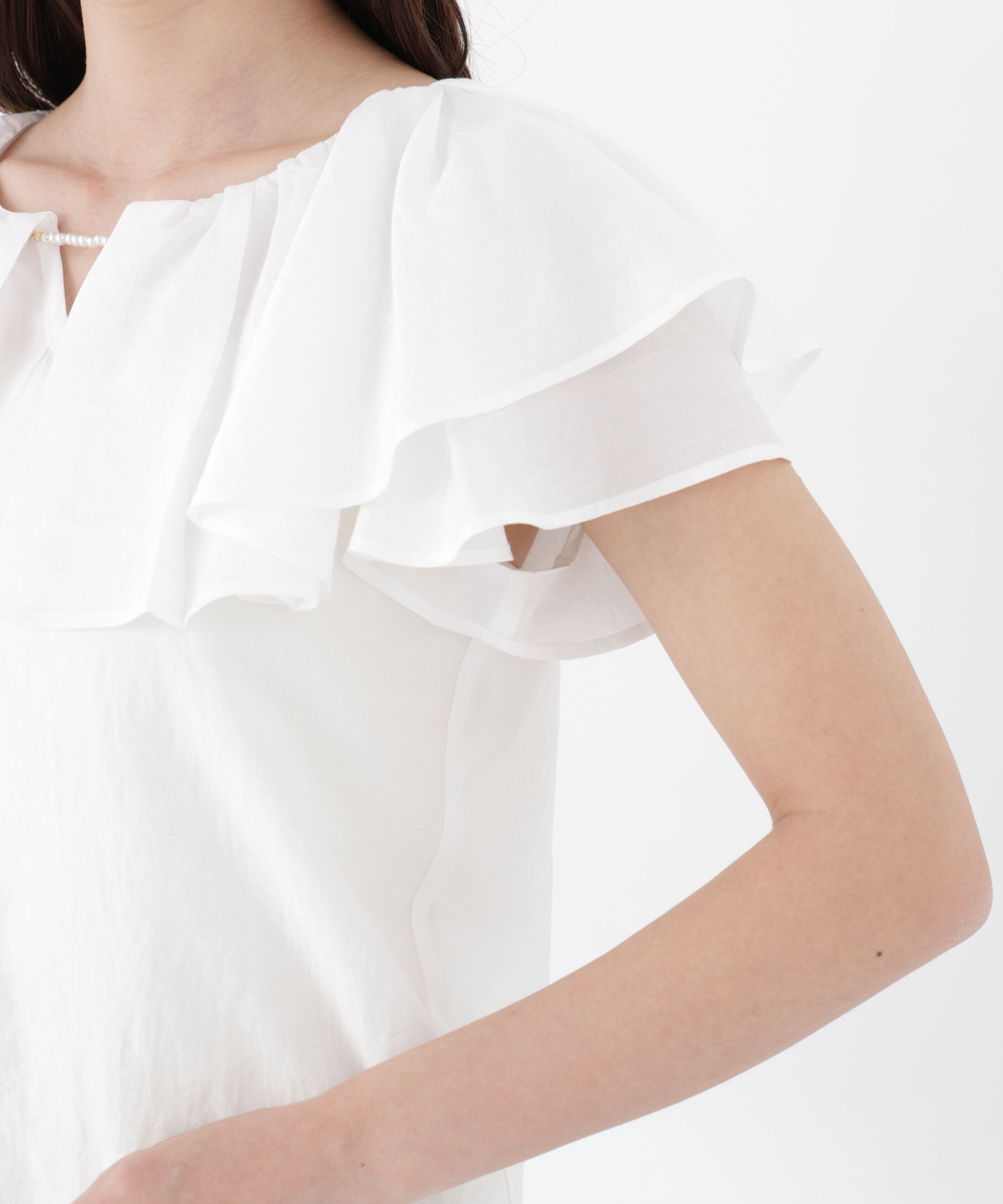 PROPORTION BODY DRESSING「パール付きラッフルブラウス」|シャツ・ブラウス|