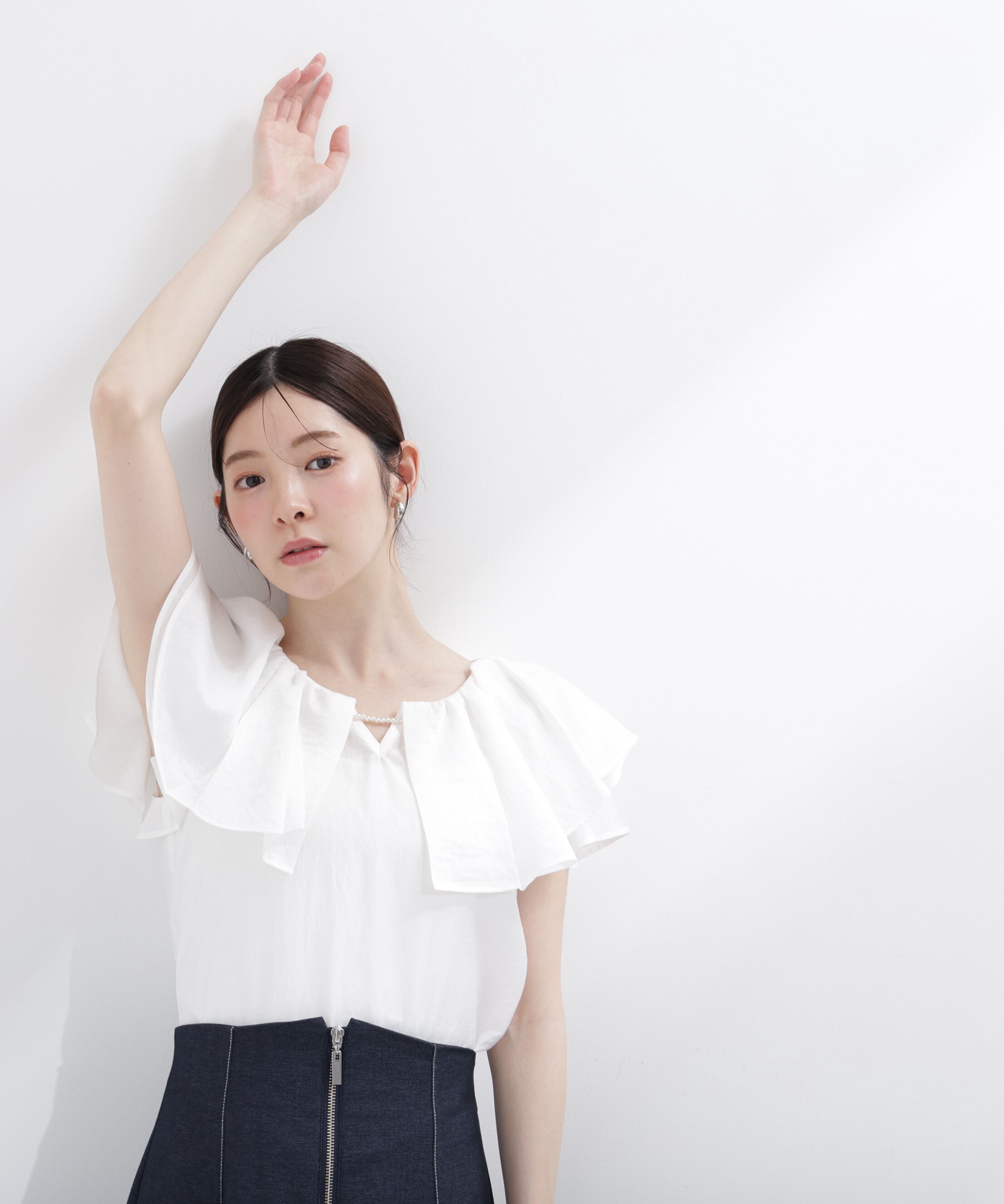 PROPORTION BODY DRESSING「パール付きラッフルブラウス」|シャツ・ブラウス|