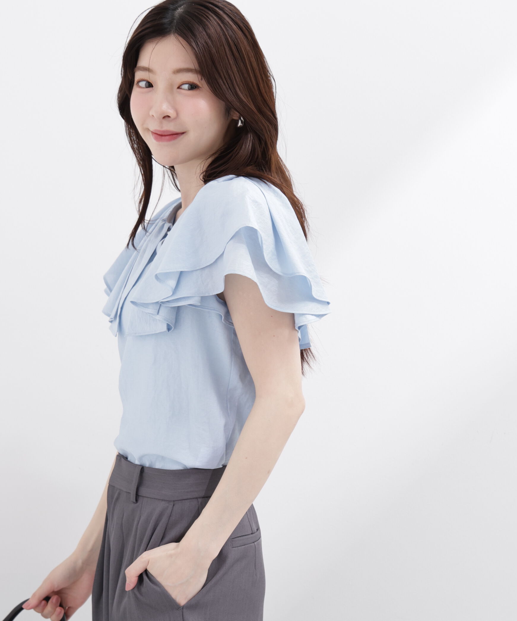 PROPORTION BODY DRESSING「パール付きラッフルブラウス」|シャツ・ブラウス|