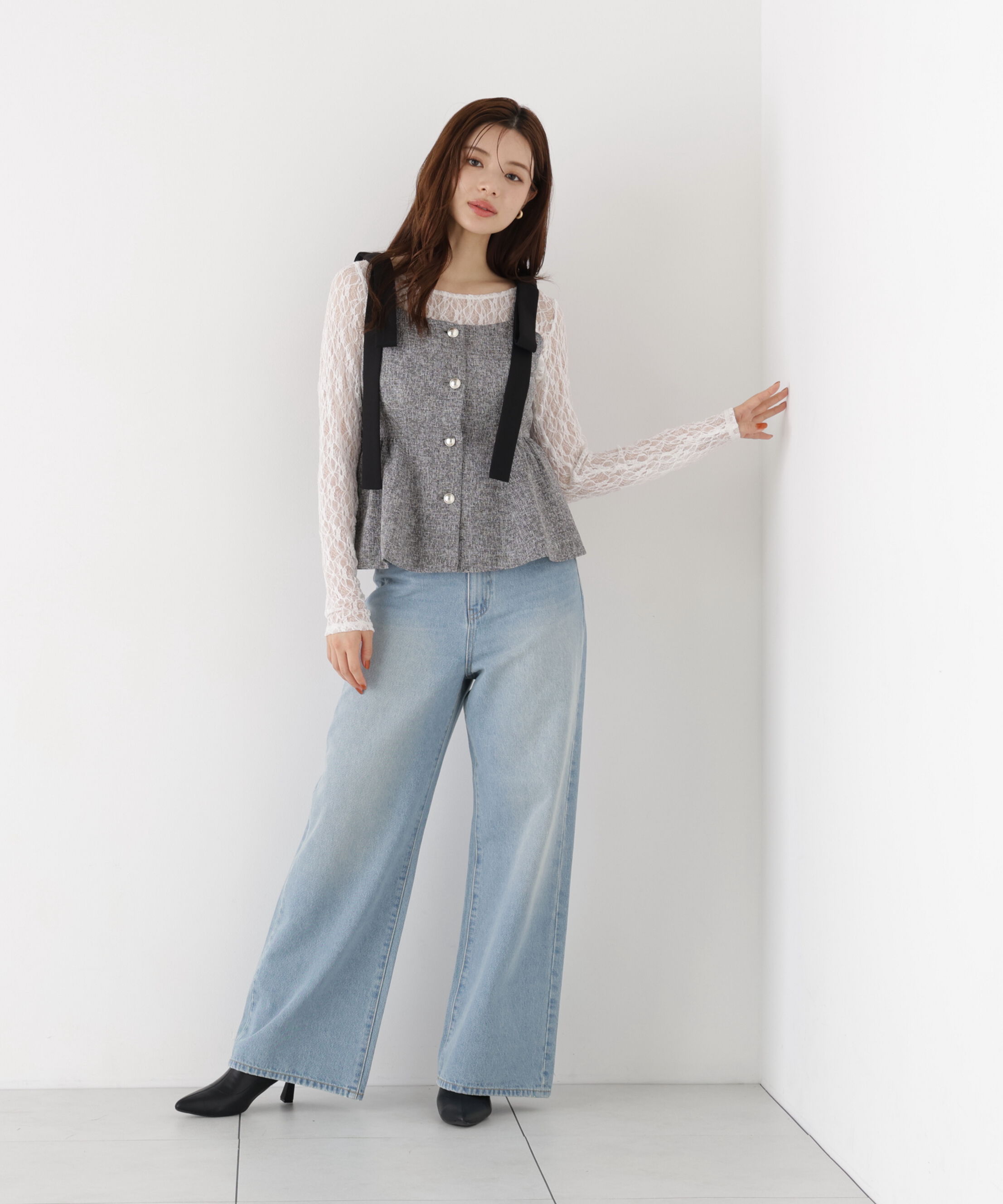 PROPORTION BODY DRESSING「＜a/mie＞レースハイウエストワイドデニムパンツ」|その他|