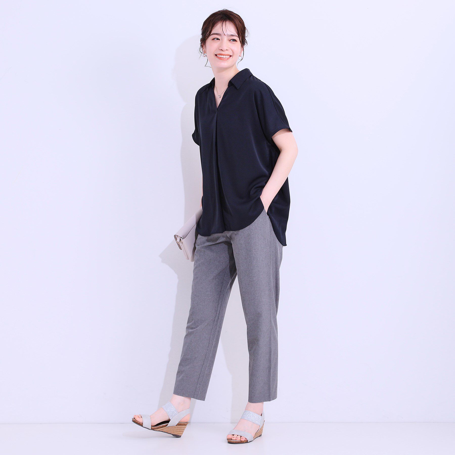 SHOO･LA･RUE「【洗える/S-LL/プチプラ】さらっとすっきりきれい見え スキッパーブラウス」|シャツ・ブラウス|