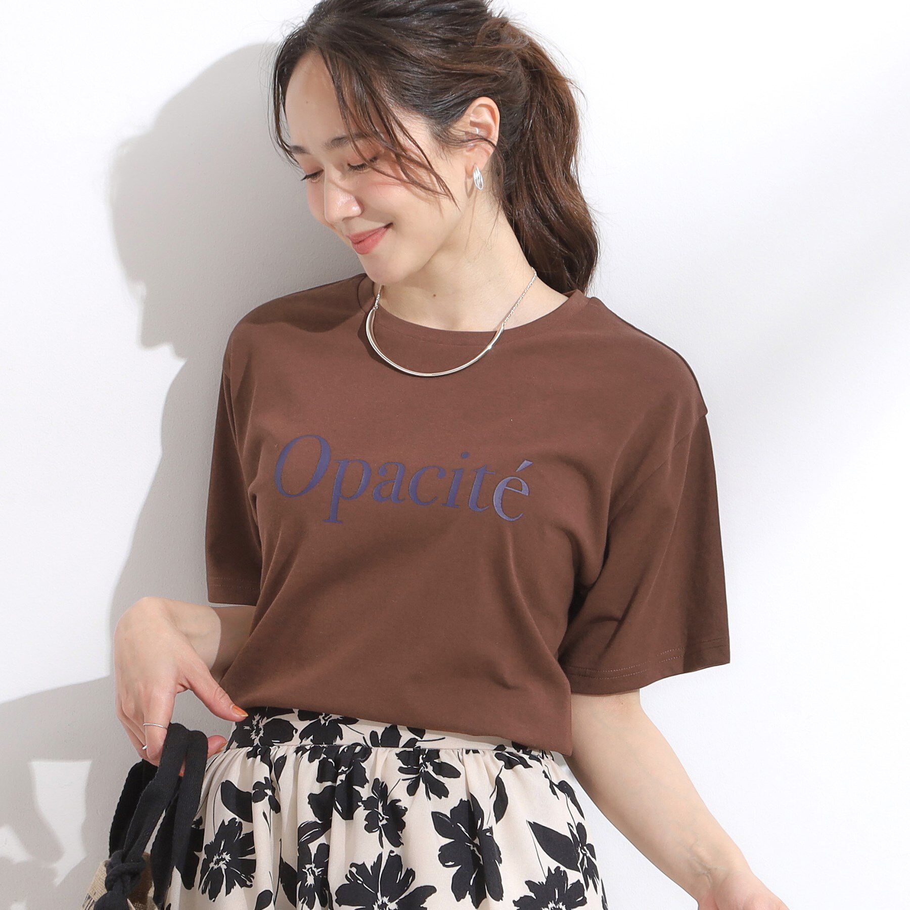 SHOO･LA･RUE「【S-LL/ひんやり/UV】選べる6柄でそれぞれ欲しくなる プリントTシャツ」|Tシャツ・カットソー|モカブラウン(042