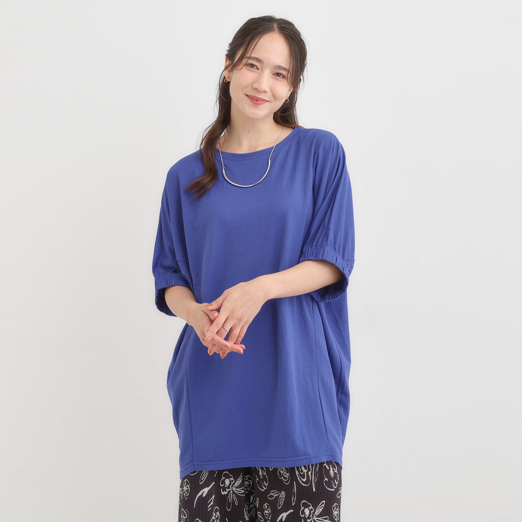 SHOO･LA･RUE「【S-LL/体型カバー】さらさらタッチが心地よい コクーンシルエットチュニック」|チュニック|