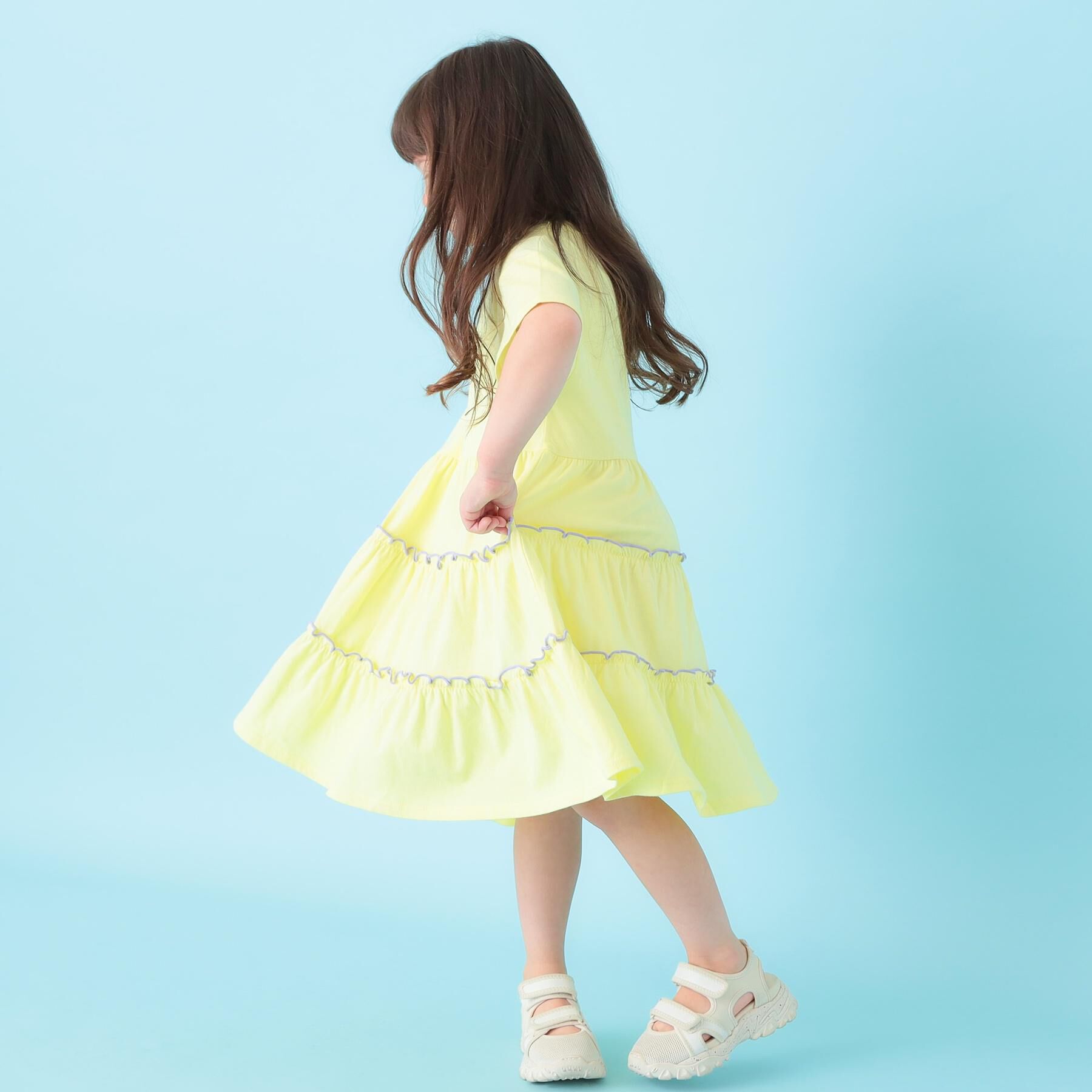 SHOO･LA･RUE「【100-150cm】配色メローティアードワンピース」|ワンピース|