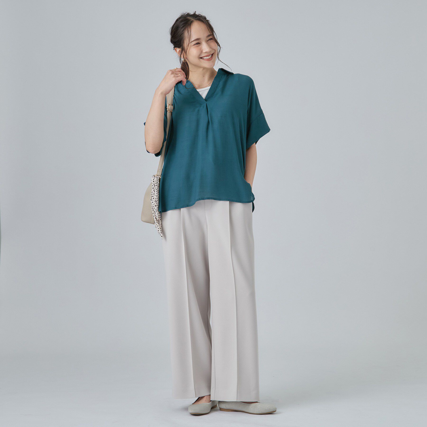 SHOO･LA･RUE「【2点セット/S-LL/洗濯機可】時短でコーデ決まる スラブスキッパーシャツ＋タンクトップ」|その他|