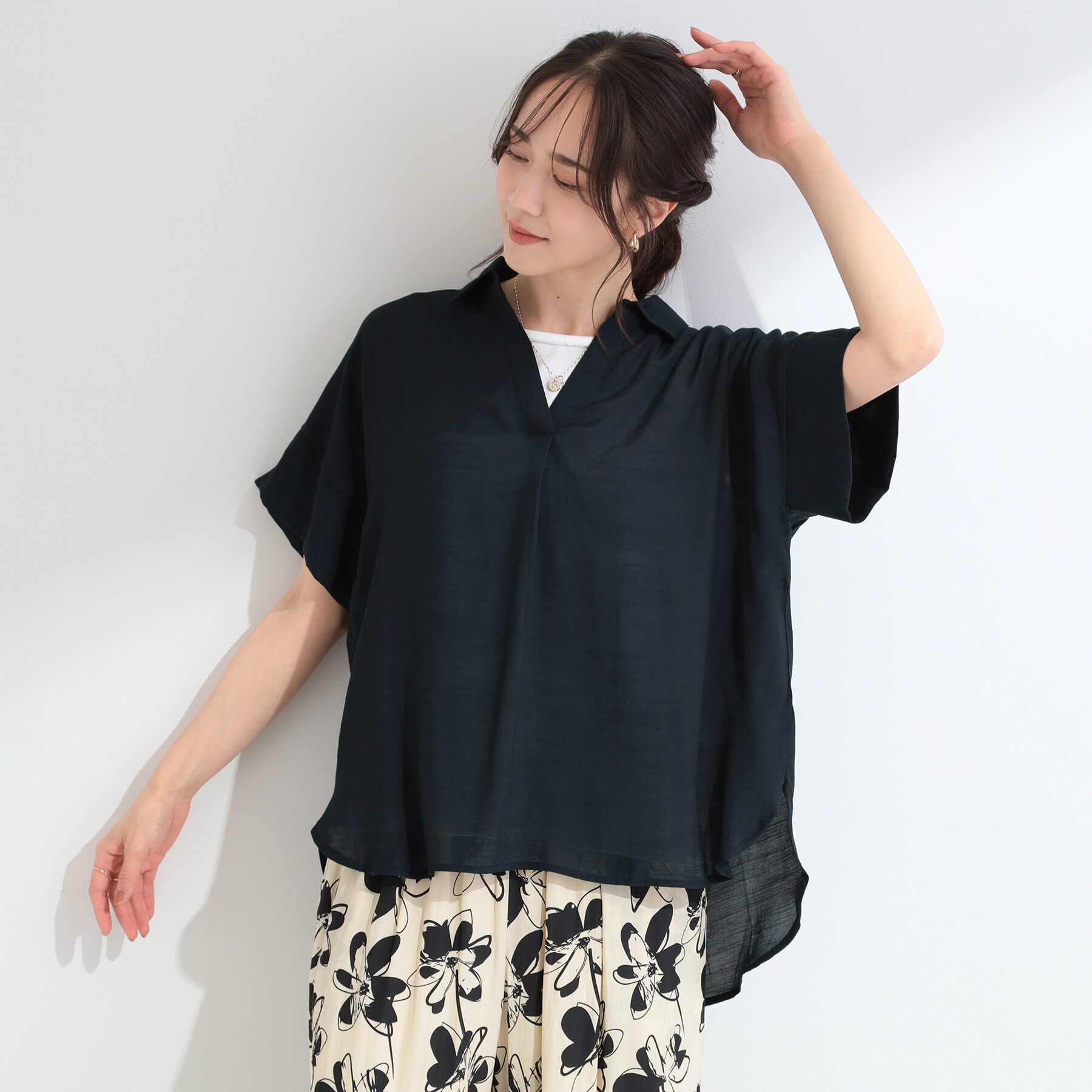 SHOO･LA･RUE「【2点セット/S-LL/洗濯機可】時短でコーデ決まる スラブスキッパーシャツ＋タンクトップ」|その他|
