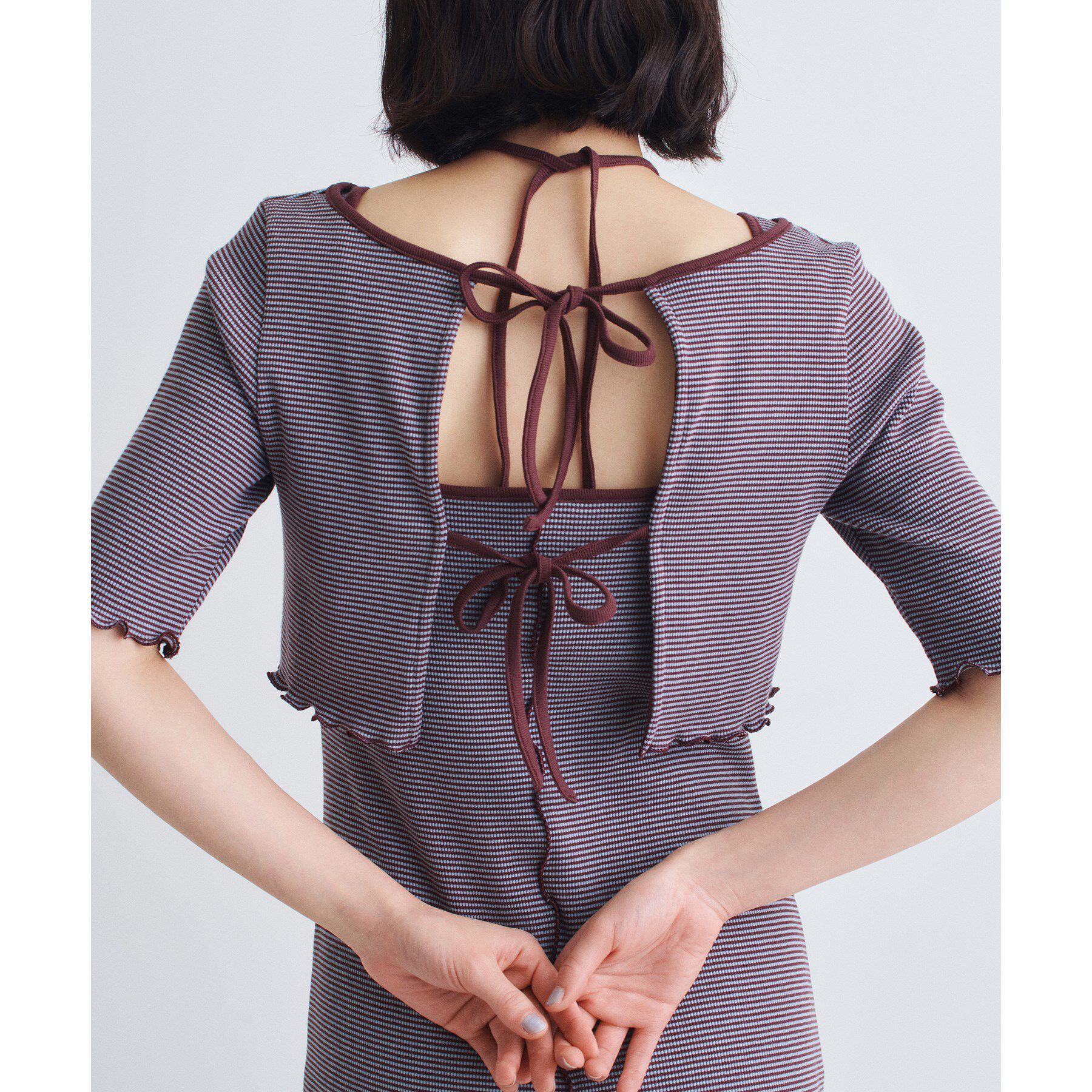 CODE A「chic border 2way ribbon cardigan」|カーディガン|
