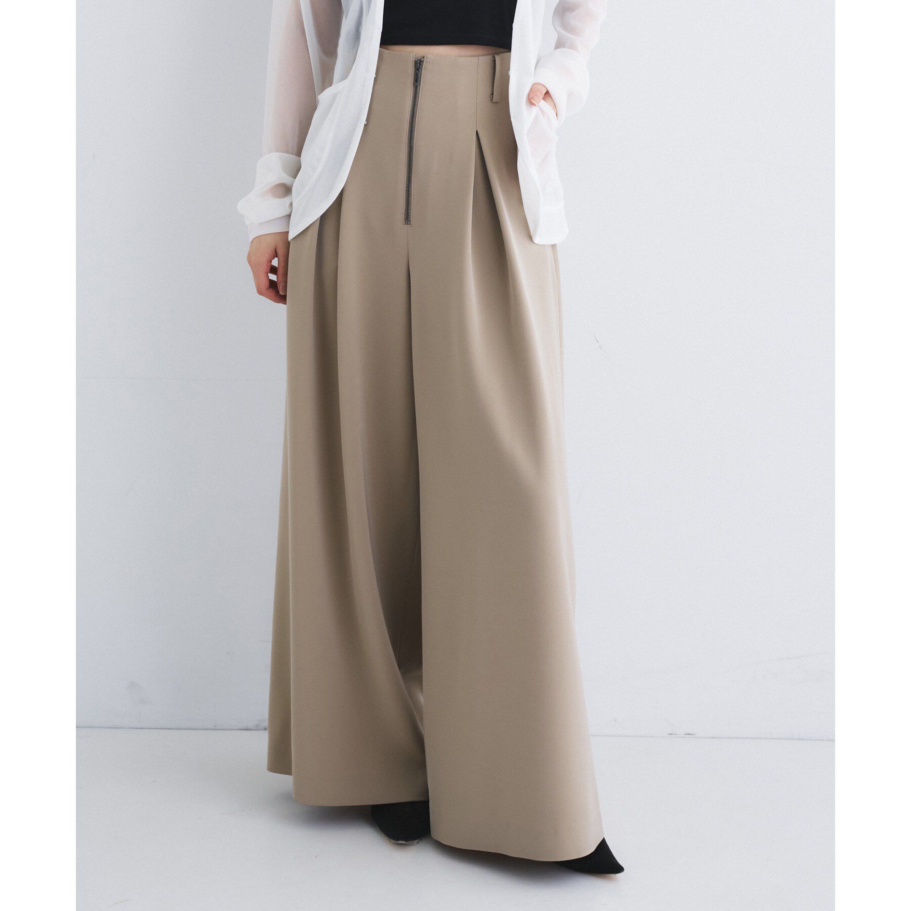 CODE A「zip wide pants」|その他|ベージュ(052)