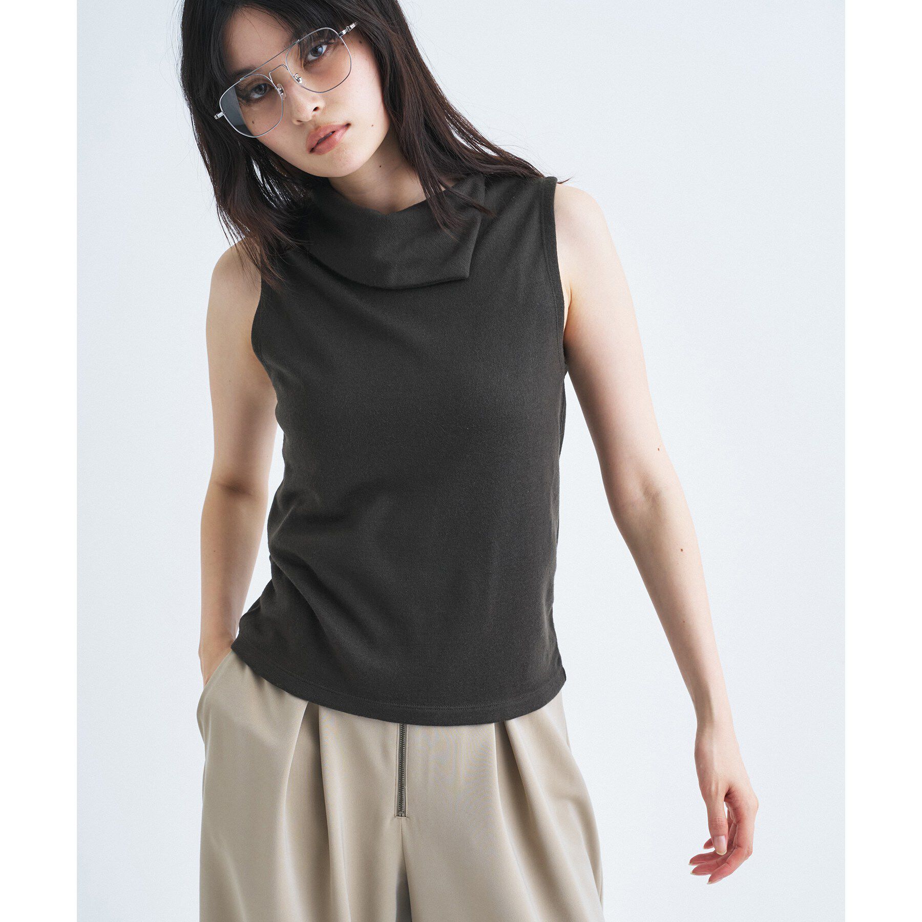 CODE A「PROTAGONISTA｜drape tee」|Tシャツ・カットソー|ブラウン(044)