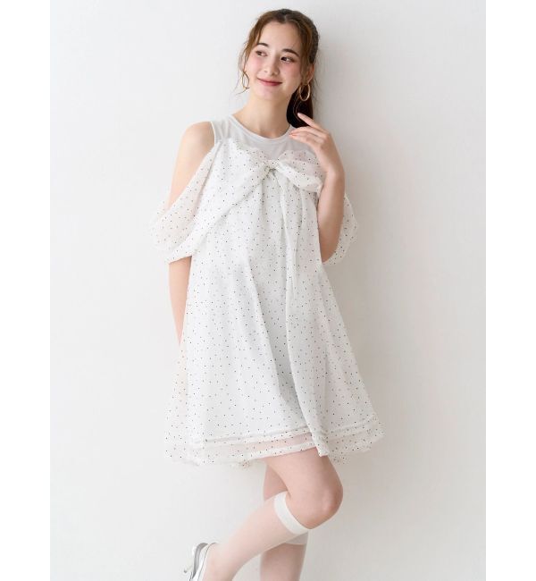 CALNAMUR「シフォンオフショルミニワンピース」|ワンピース|